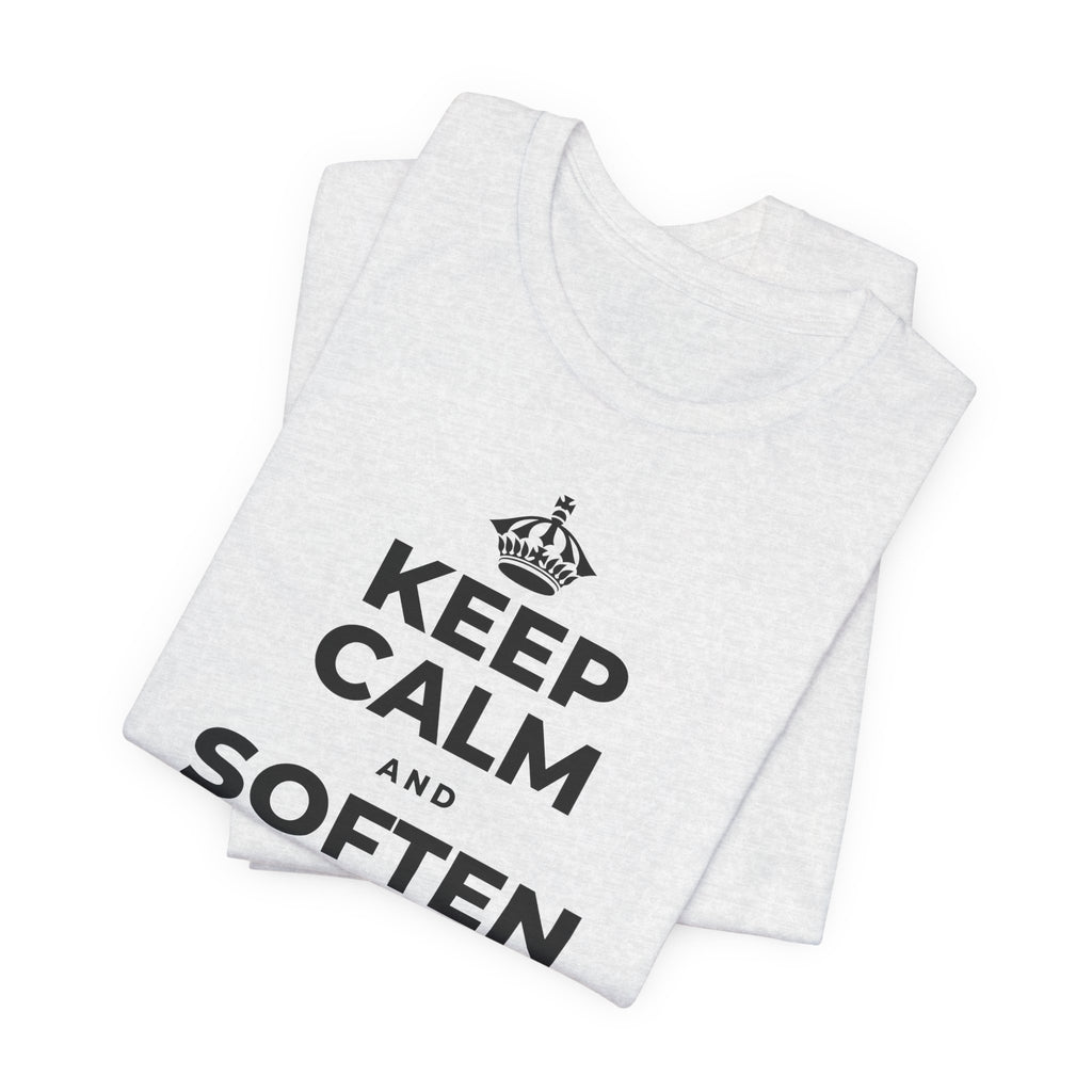 KEEP CALM AND SOFTEN THE INNER VOICE T-Shirt (Soft Cream–Heather Mauve)