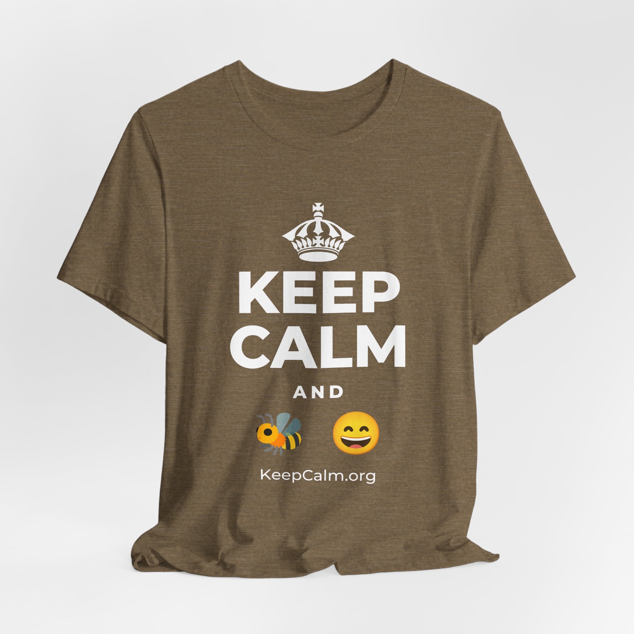 KEEP CALM AND 🐝 😄 T-Shirt (Soft Cream–Heather Mauve)