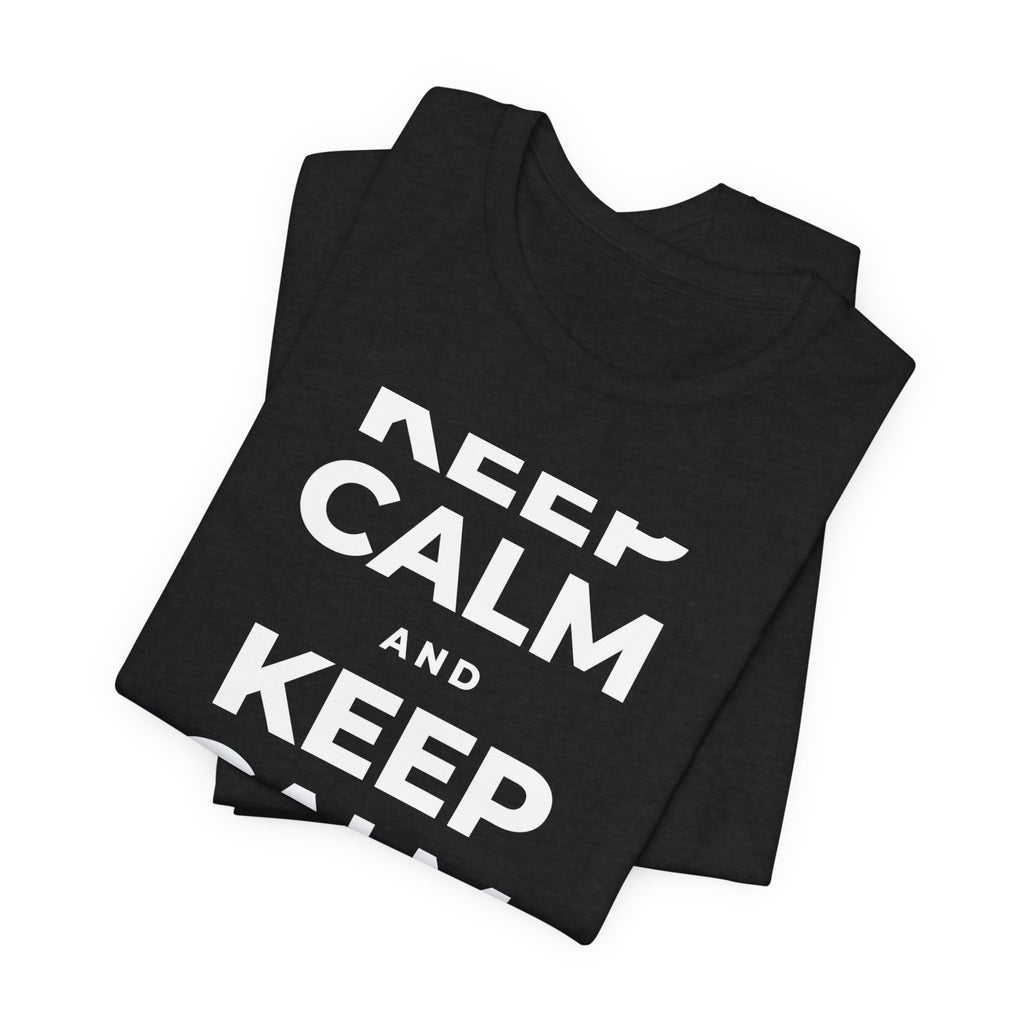 KEEP CALM AND DRINK WATER T-Shirt (White–Asphalt)