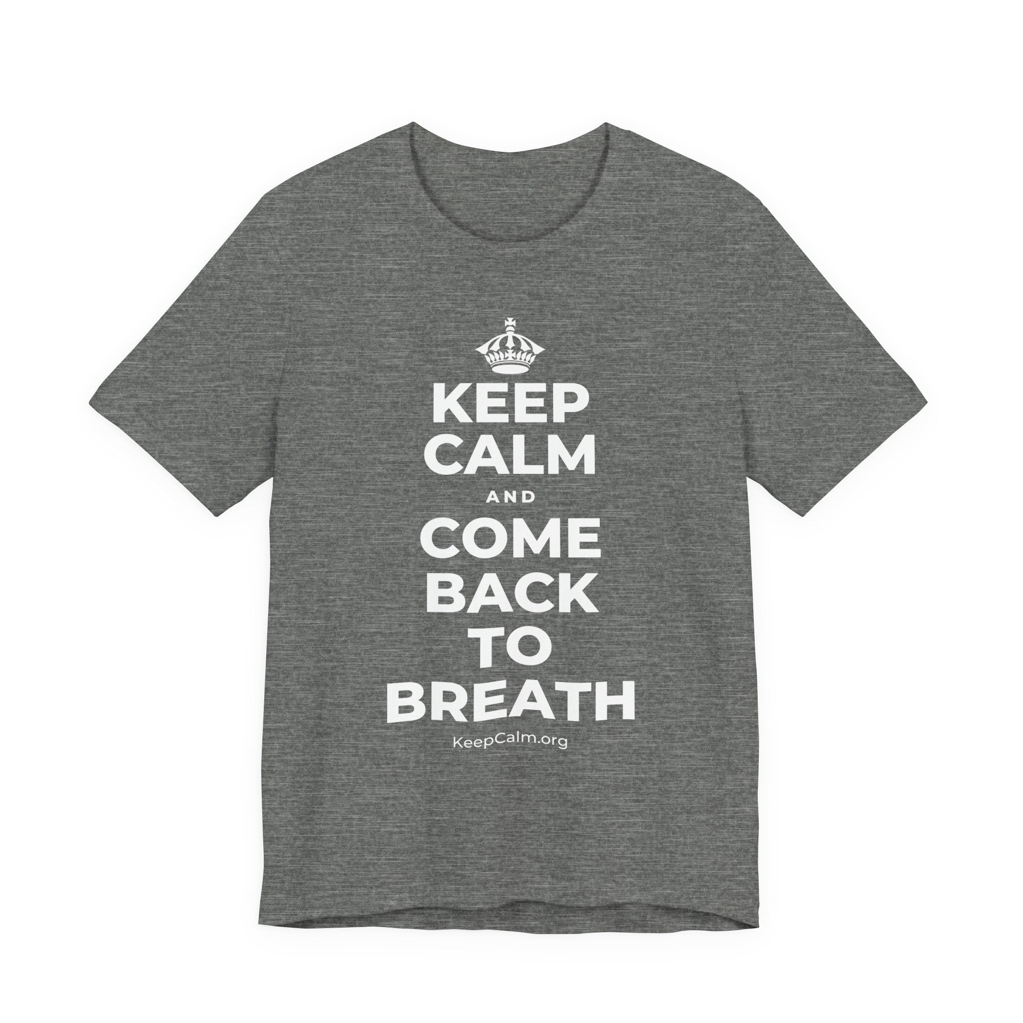 KEEP CALM AND COME BACK TO BREATH T-Shirt (Baby Blue–Silver)