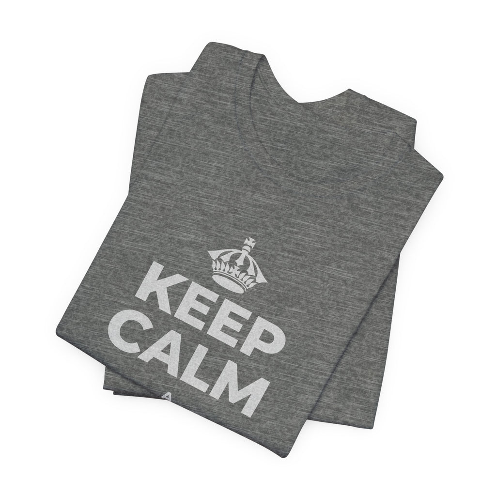 KEEP CALM A E KŪ A HANA T-Shirt (Baby Blue–Silver)