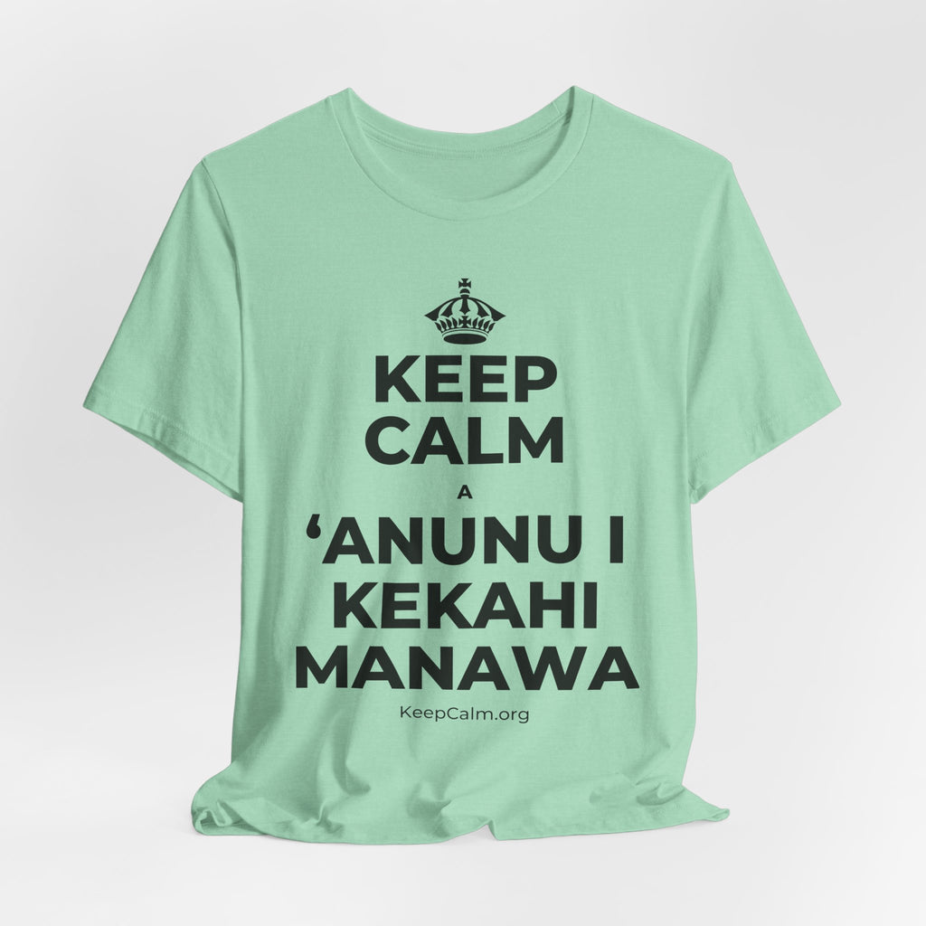 KEEP CALM A ʻANUNU I KEKAHI MANAWA T-Shirt (Baby Blue–Silver)