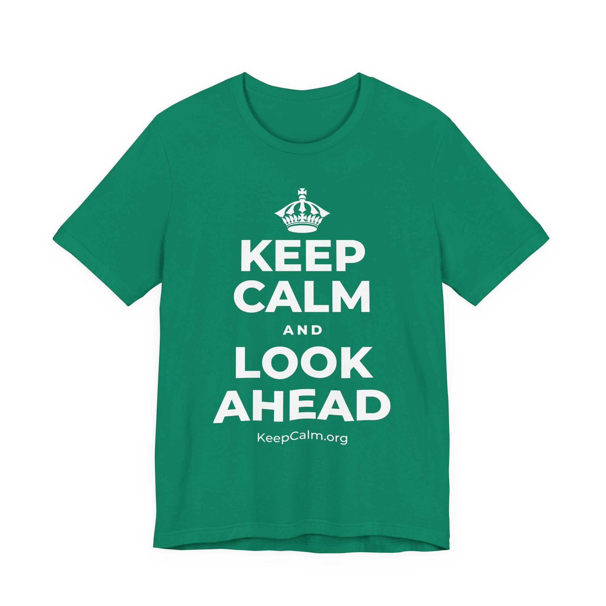 KEEP CALM AND LOOK AHEAD T-Shirt (White–Asphalt)