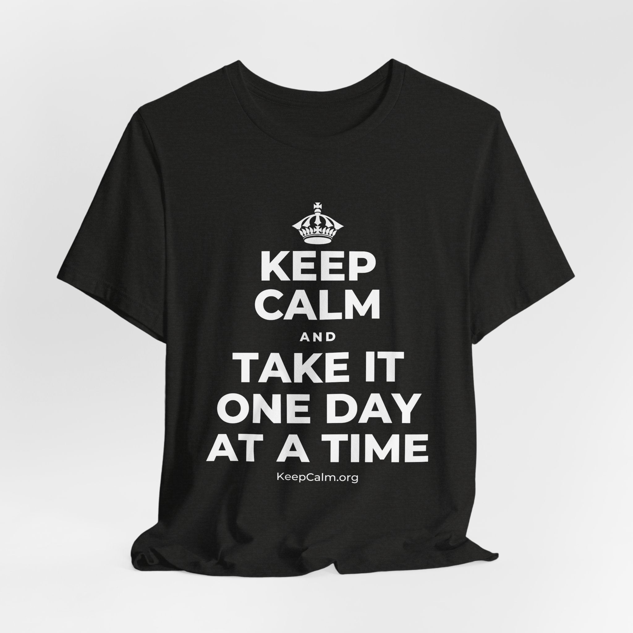 KEEP CALM AND TAKE IT ONE DAY AT A TIME T-Shirt (Soft Cream–Heather Mauve)