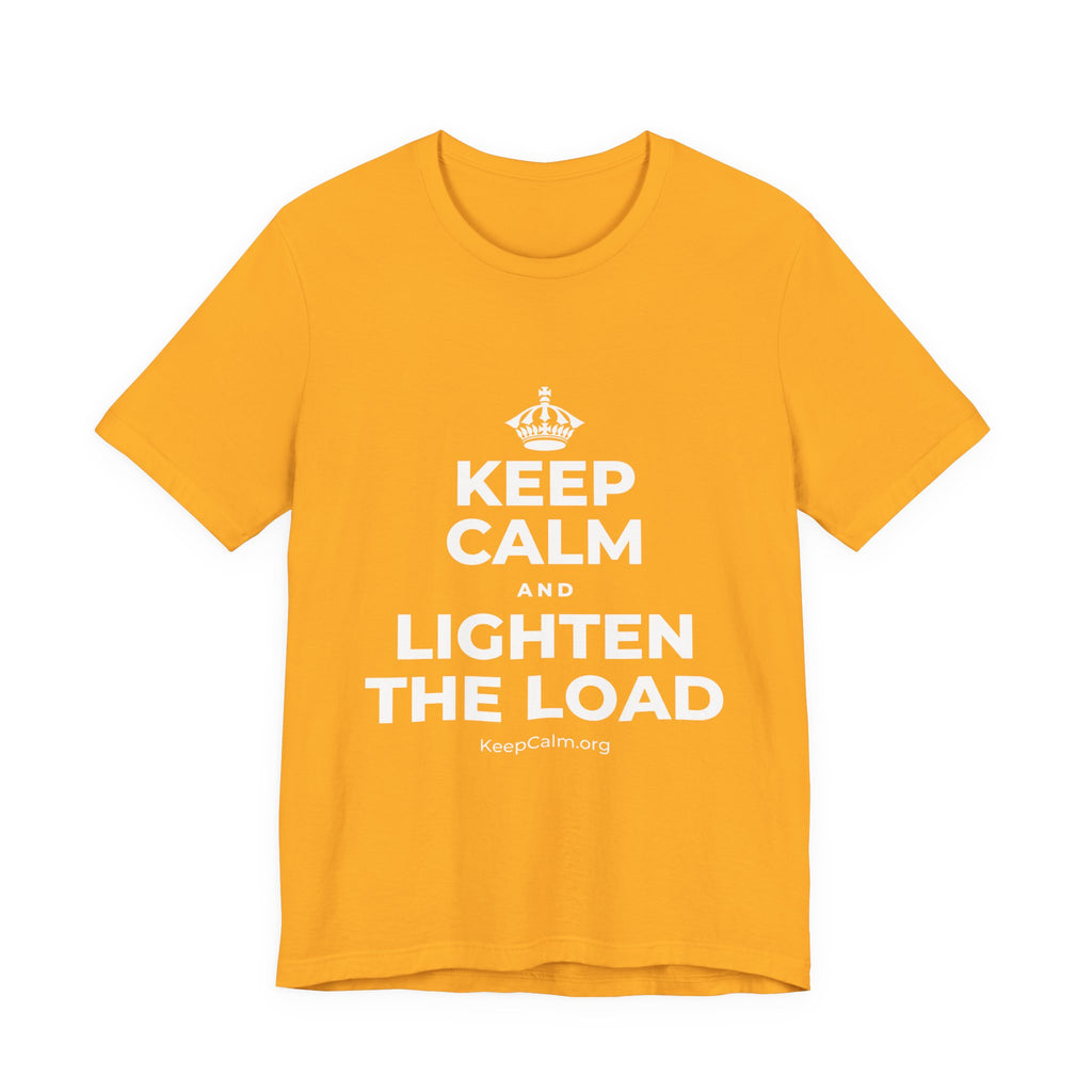 KEEP CALM AND LIGHTEN THE LOAD T-Shirt (Baby Blue–Silver)