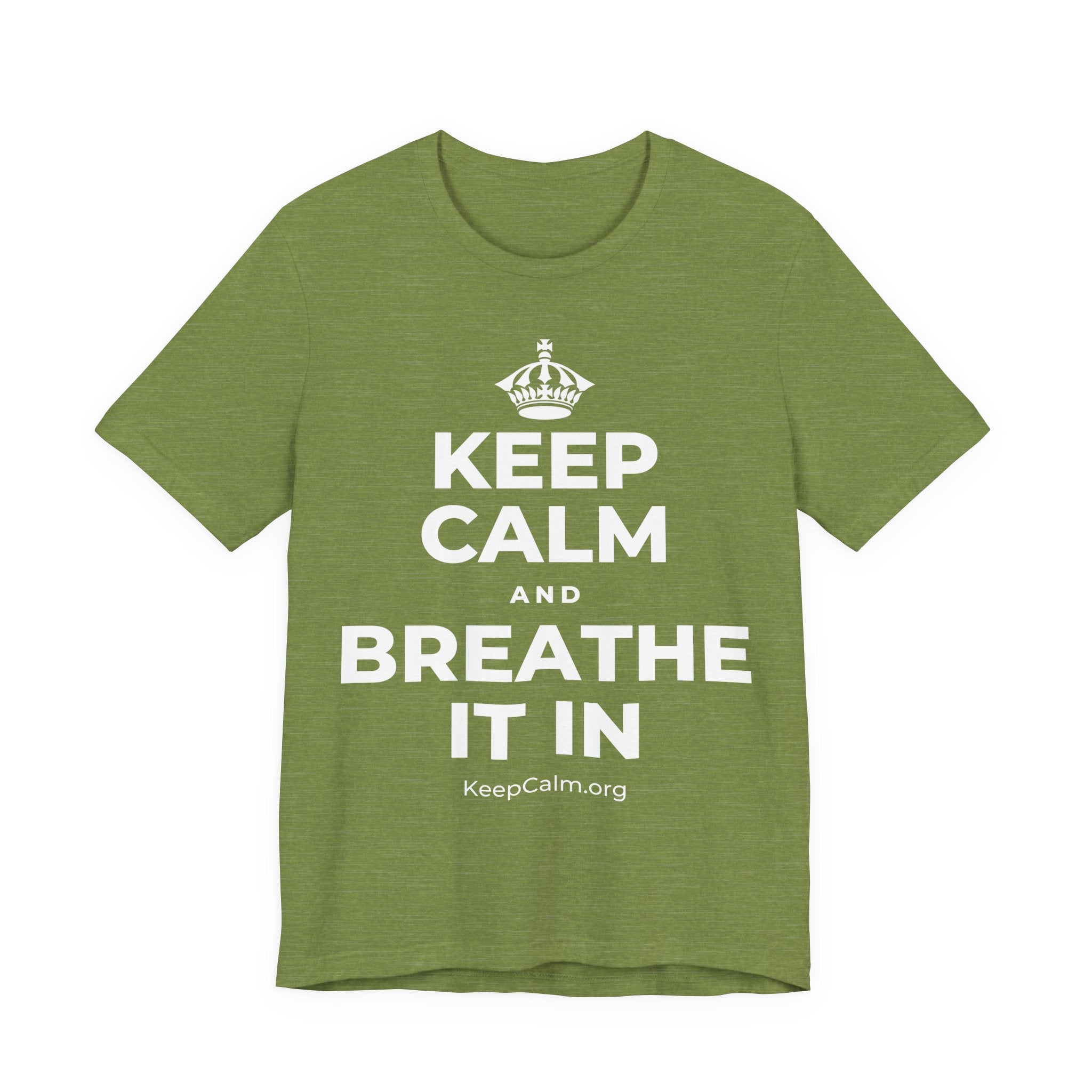 KEEP CALM AND BREATHE IT IN T-Shirt (Baby Blue–Silver)