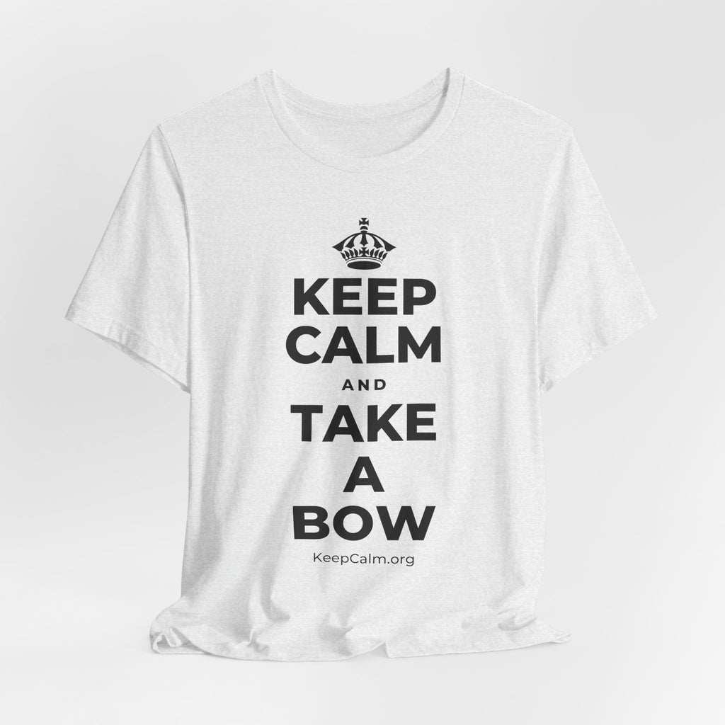 KEEP CALM AND TAKE A BOW T-Shirt (Soft Cream–Heather Mauve)