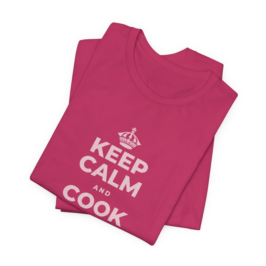 KEEP CALM AND COOK SOMETHING T-Shirt (Baby Blue–Silver)