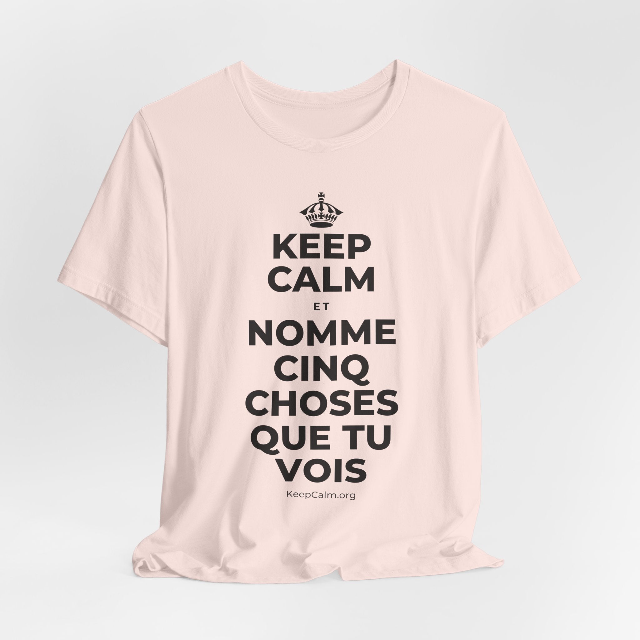 KEEP CALM ET NOMME CINQ CHOSES QUE TU VOIS T-Shirt (Soft Cream–Heather Mauve)