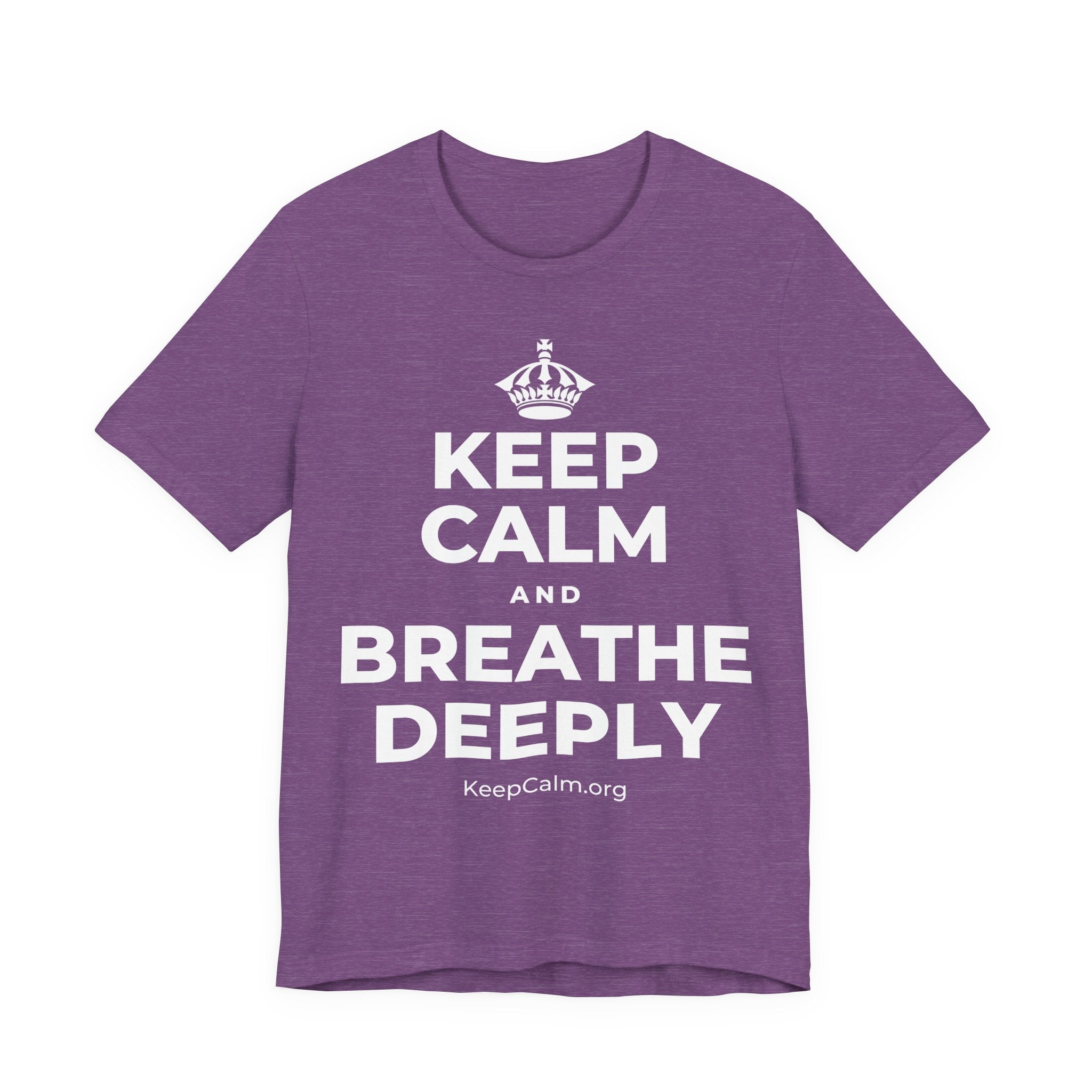 KEEP CALM AND BREATHE DEEPLY T-Shirt (Baby Blue–Silver)