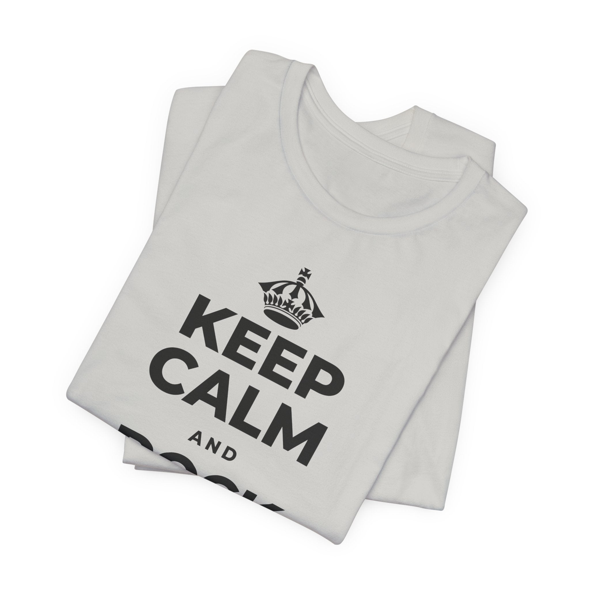 KEEP CALM AND ROCK THAT SMILE T-Shirt (Baby Blue–Silver)