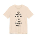 KEEP CALM AND LET THE SMILE OUT T-Shirt (Soft Cream–Heather Mauve)