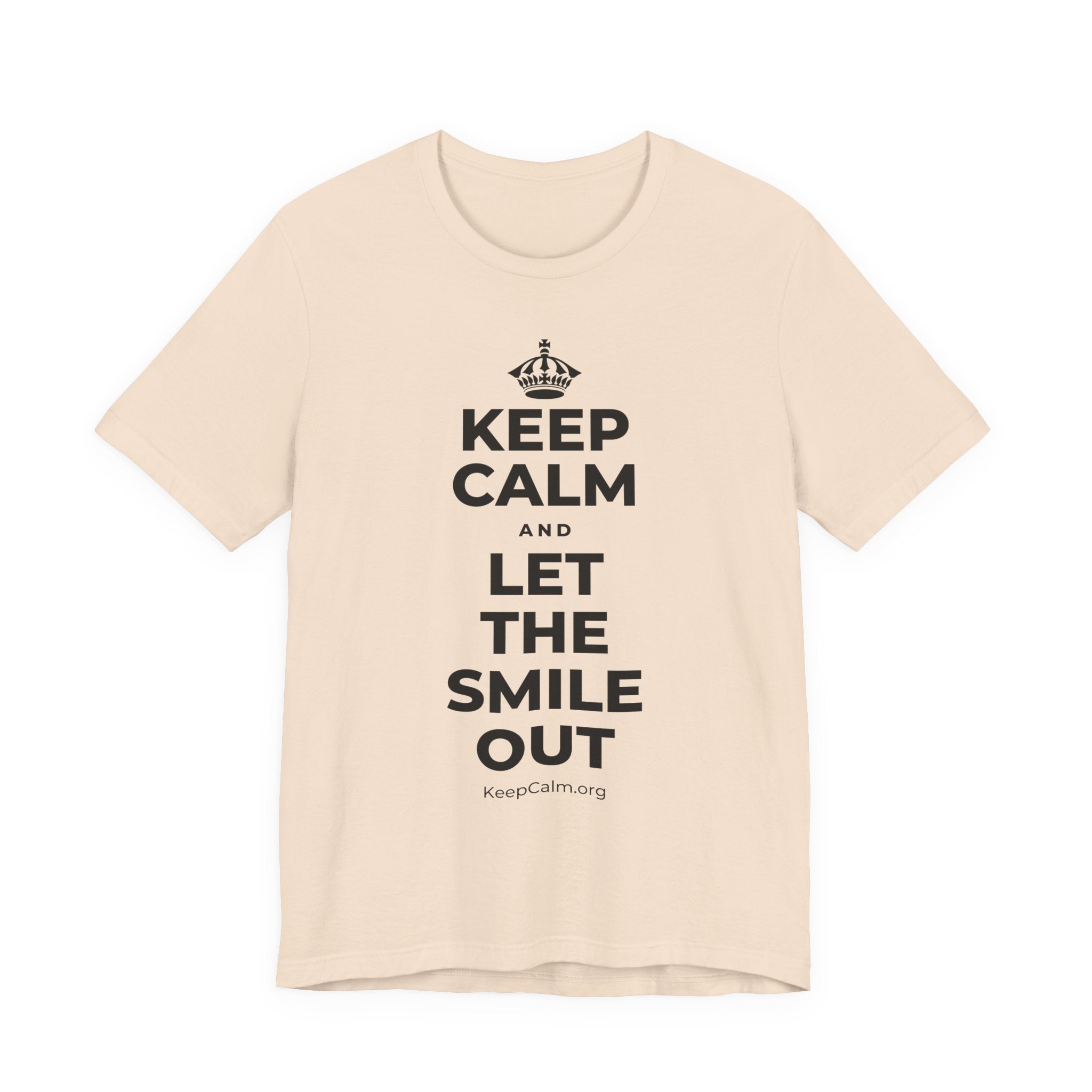 KEEP CALM AND LET THE SMILE OUT T-Shirt (Soft Cream–Heather Mauve)