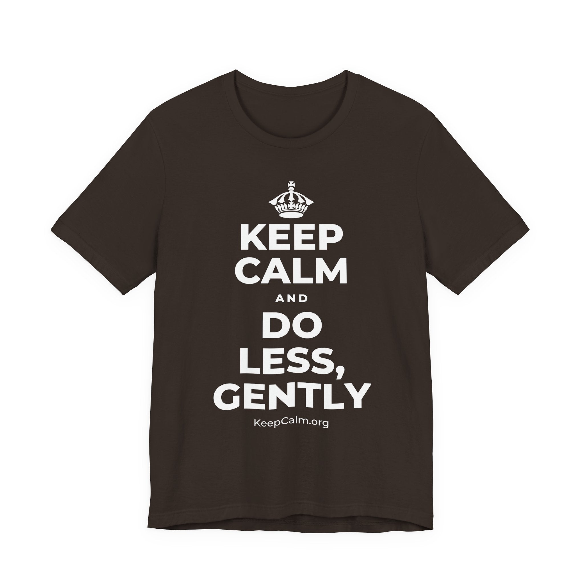 KEEP CALM AND DO LESS, GENTLY T-Shirt (Soft Cream–Heather Mauve)