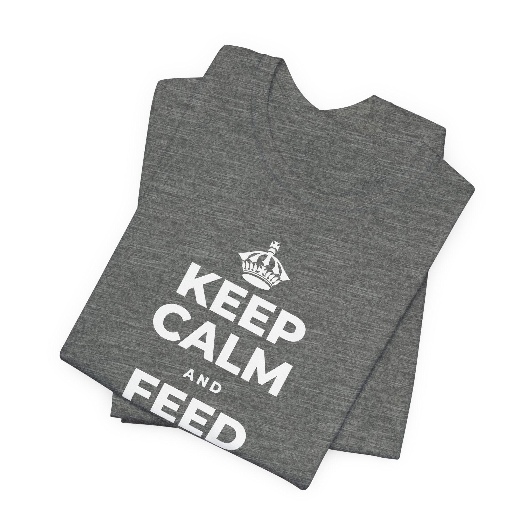 KEEP CALM AND FEED YOUR SOUL TOO T-Shirt (Baby Blue–Silver)