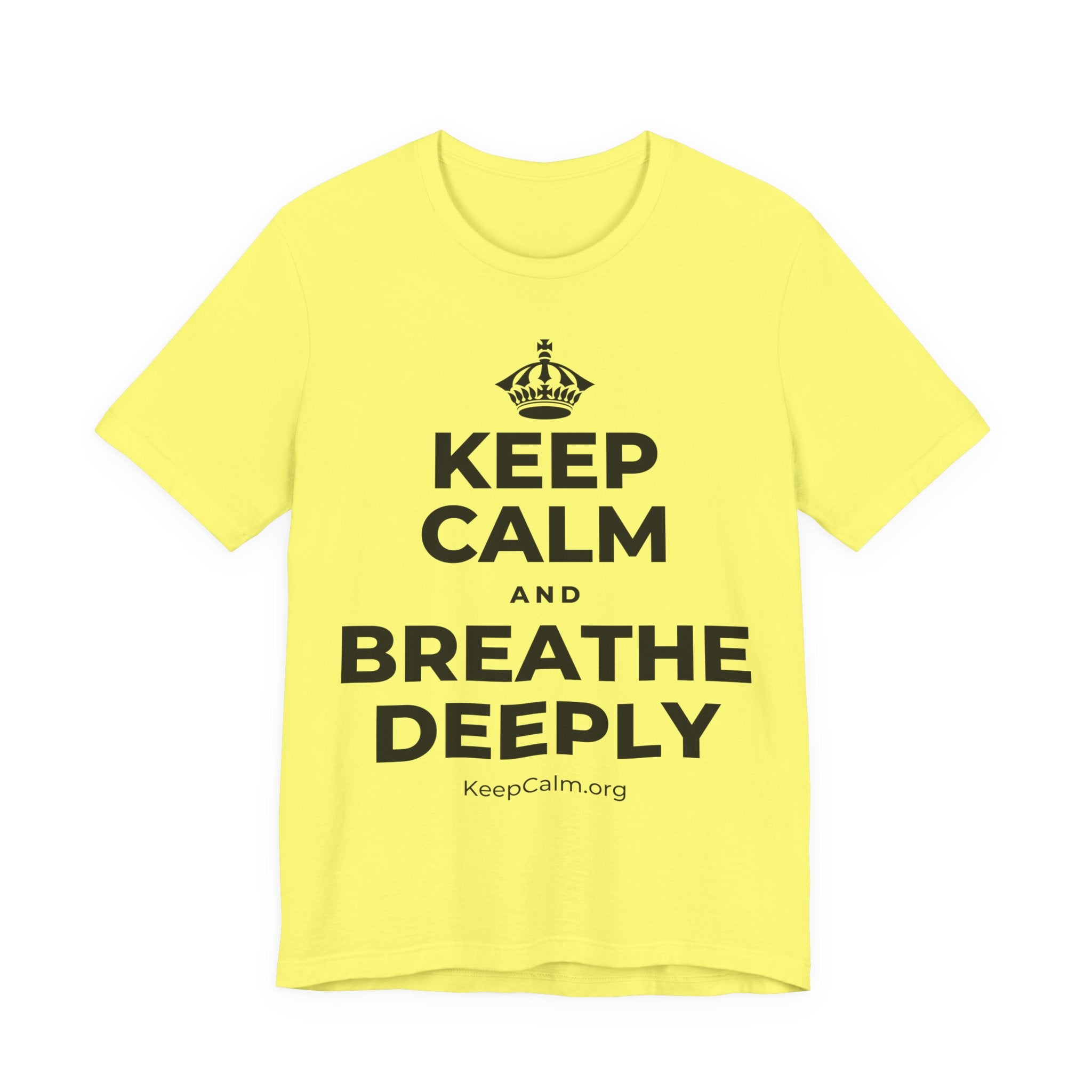 KEEP CALM AND BREATHE DEEPLY T-Shirt (Soft Cream–Heather Mauve)