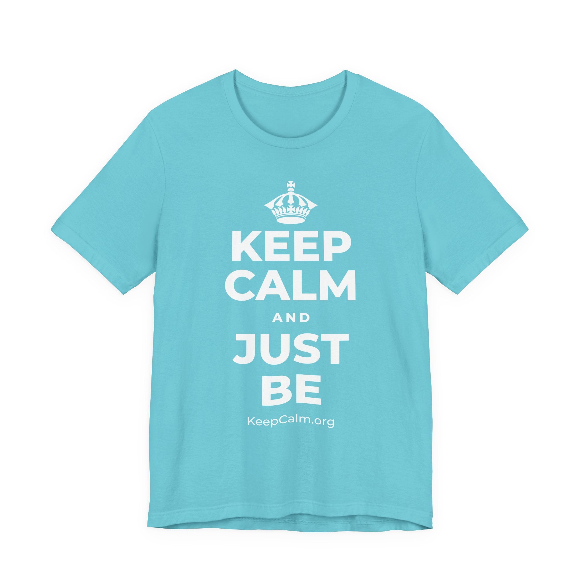 KEEP CALM AND JUST BE T-Shirt (Soft Cream–Heather Mauve)