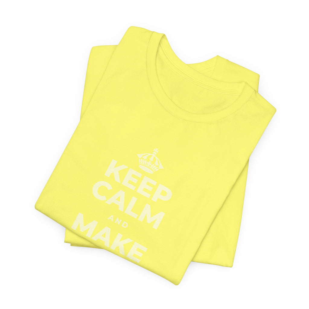 KEEP CALM AND MAKE SOMETHING T-Shirt (Soft Cream–Heather Mauve)