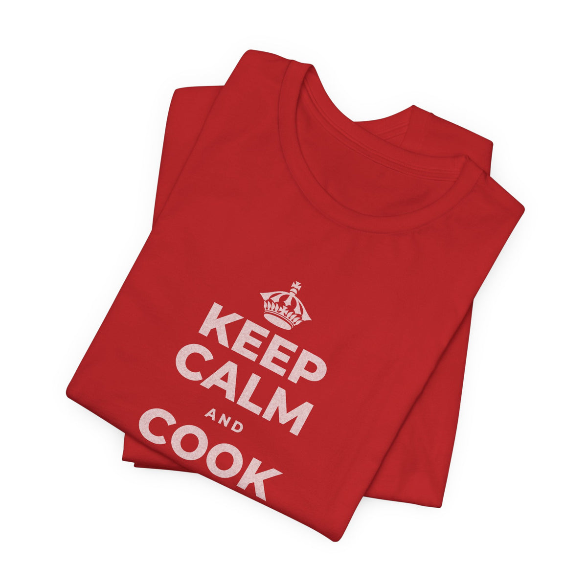 KEEP CALM AND COOK SOMETHING T-Shirt (White–Asphalt)