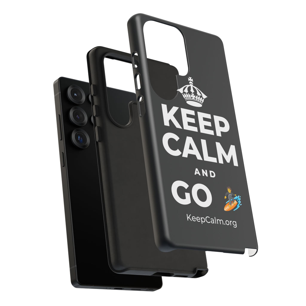 KEEP CALM AND GO 🏄 Phone Case (Dark)