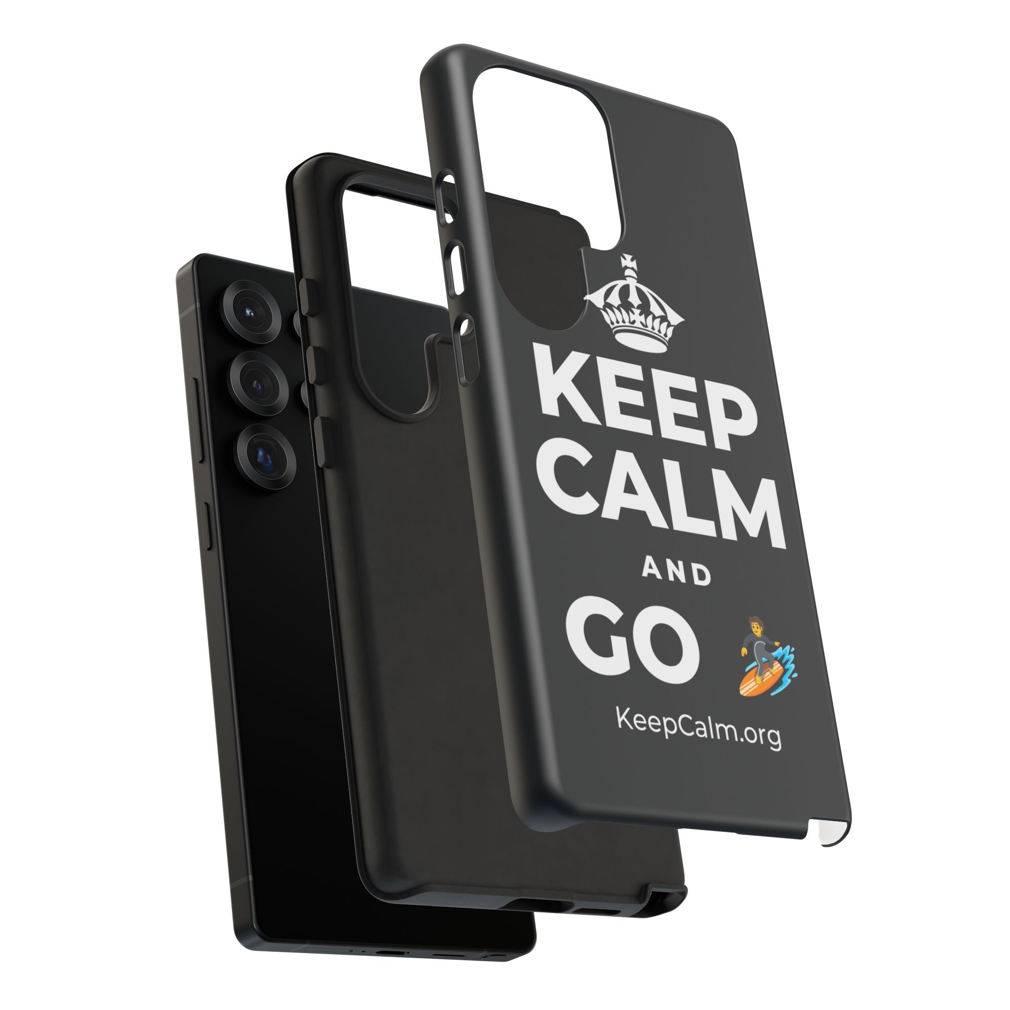 KEEP CALM AND GO 🏄 Phone Case (Dark)