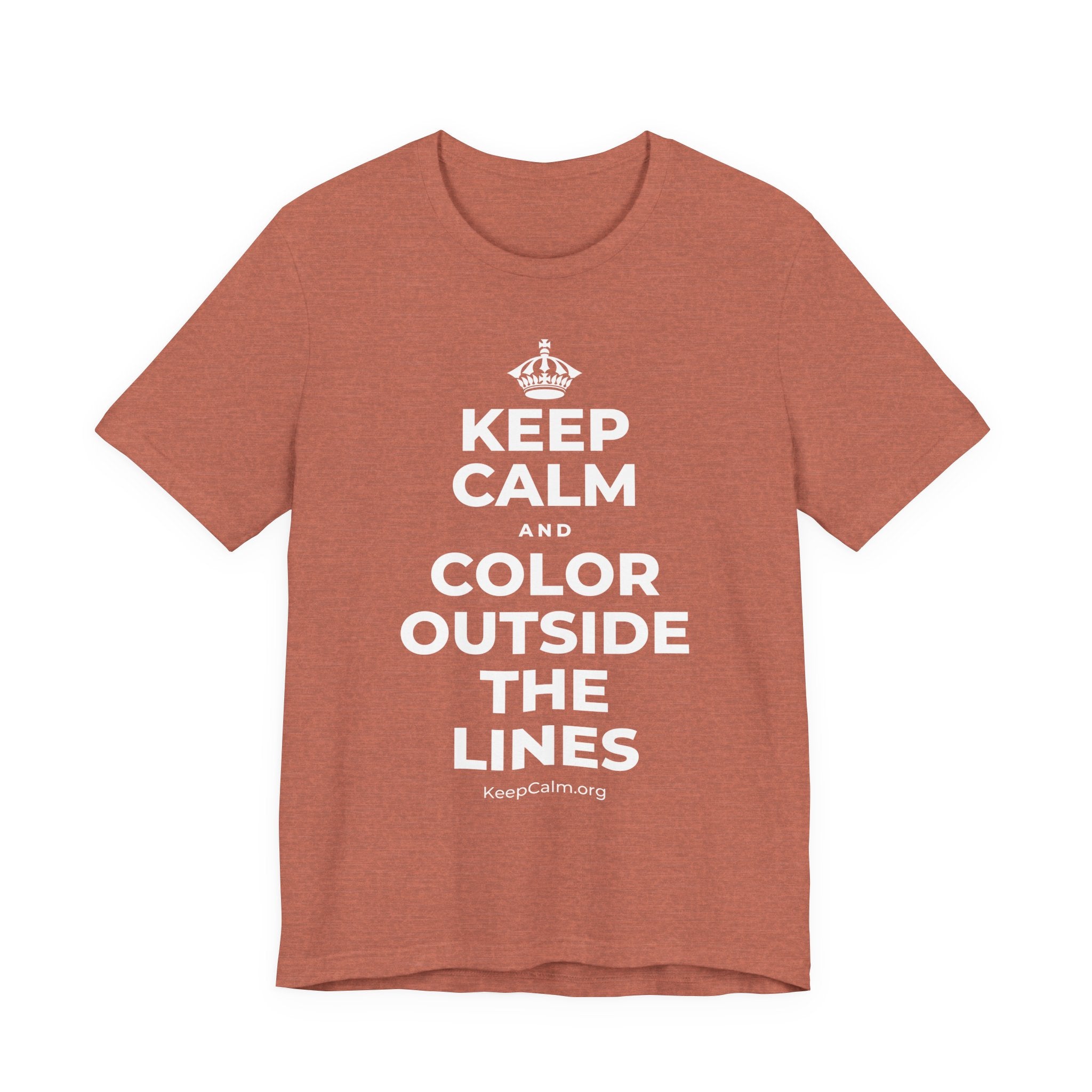 KEEP CALM AND COLOR OUTSIDE THE LINES T-Shirt (Soft Cream–Heather Mauve)