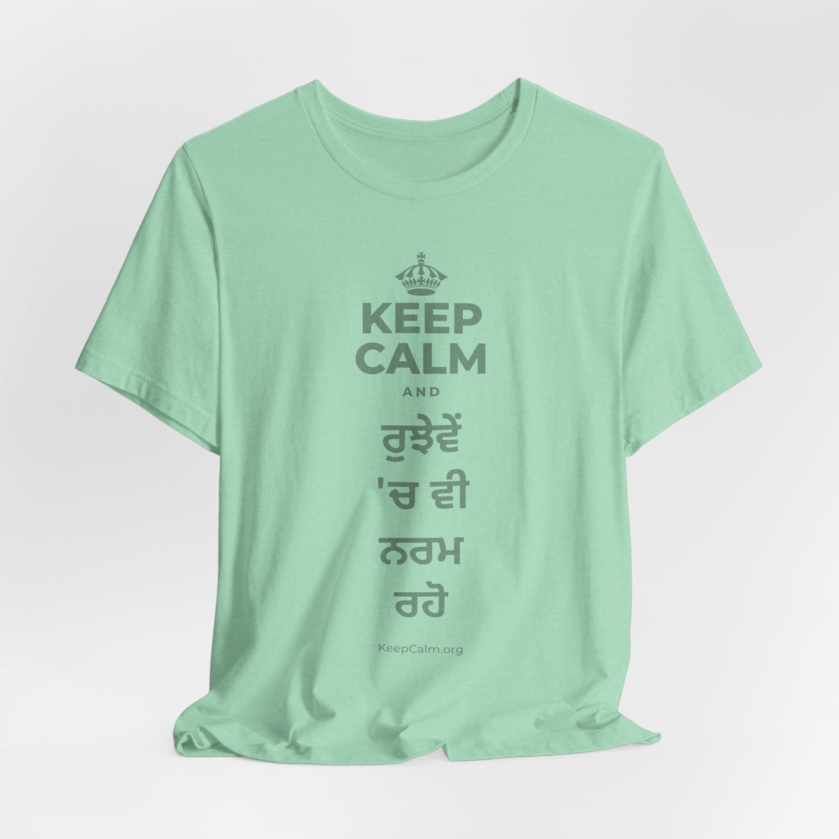 KEEP CALM AND ਰੁਝੇਵੇਂ 'ਚ ਵੀ ਨਰਮ ਰਹੋ T-Shirt (Baby Blue–Silver)