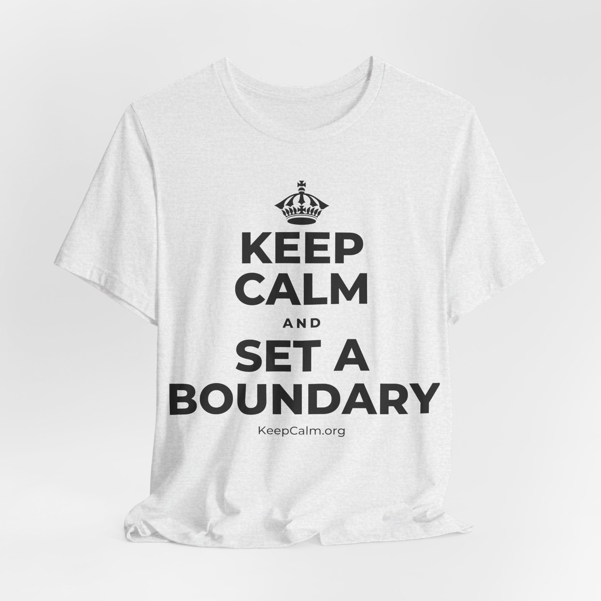 KEEP CALM AND SET A BOUNDARY T-Shirt (Soft Cream–Heather Mauve)