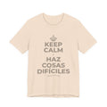 KEEP CALM Y HAZ COSAS DIFÍCILES T-Shirt (Soft Cream–Heather Mauve)