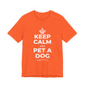 KEEP CALM AND PET A DOG T-Shirt (Baby Blue–Silver)