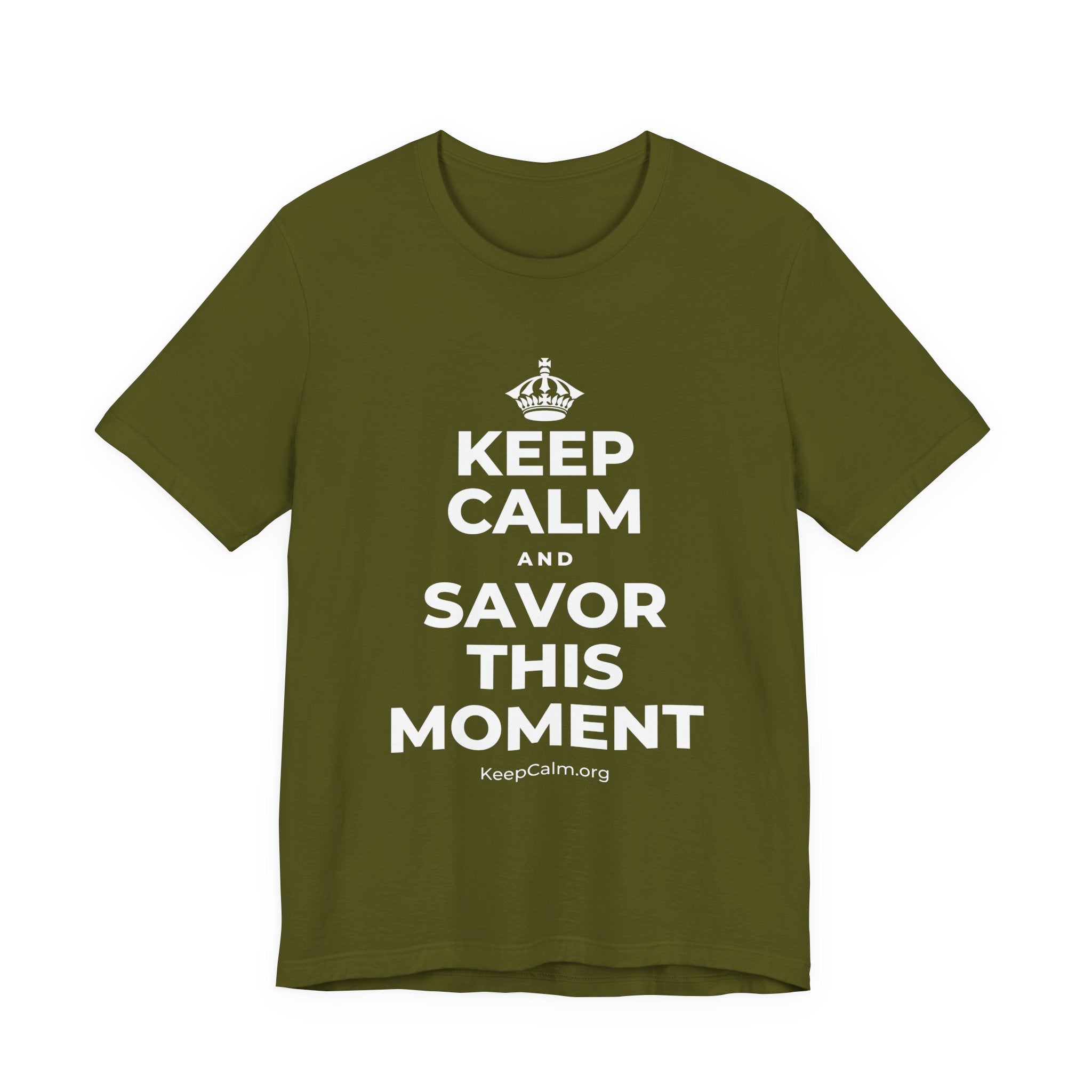 KEEP CALM AND SAVOR THIS MOMENT T-Shirt (Baby Blue–Silver)