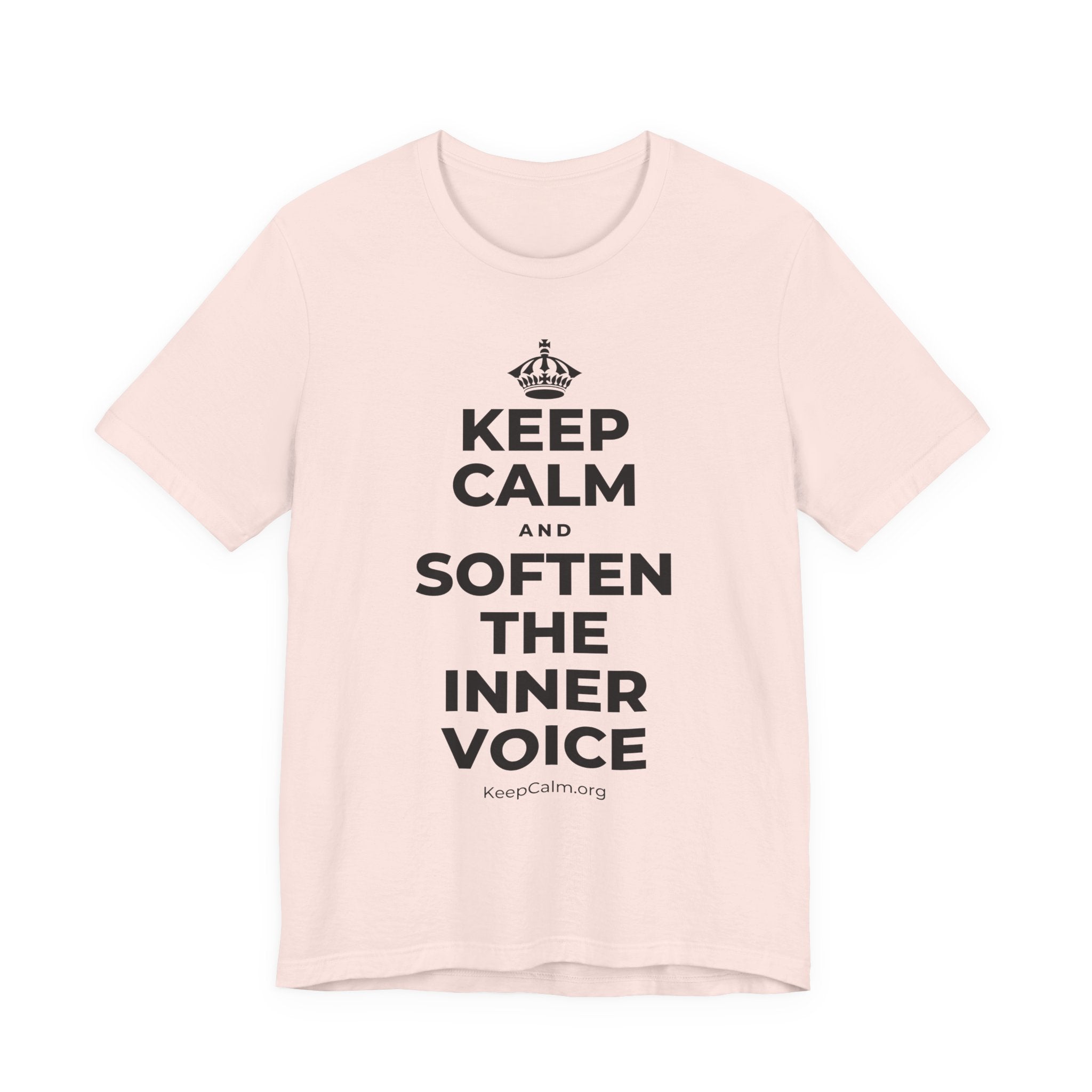 KEEP CALM AND SOFTEN THE INNER VOICE T-Shirt (Soft Cream–Heather Mauve)
