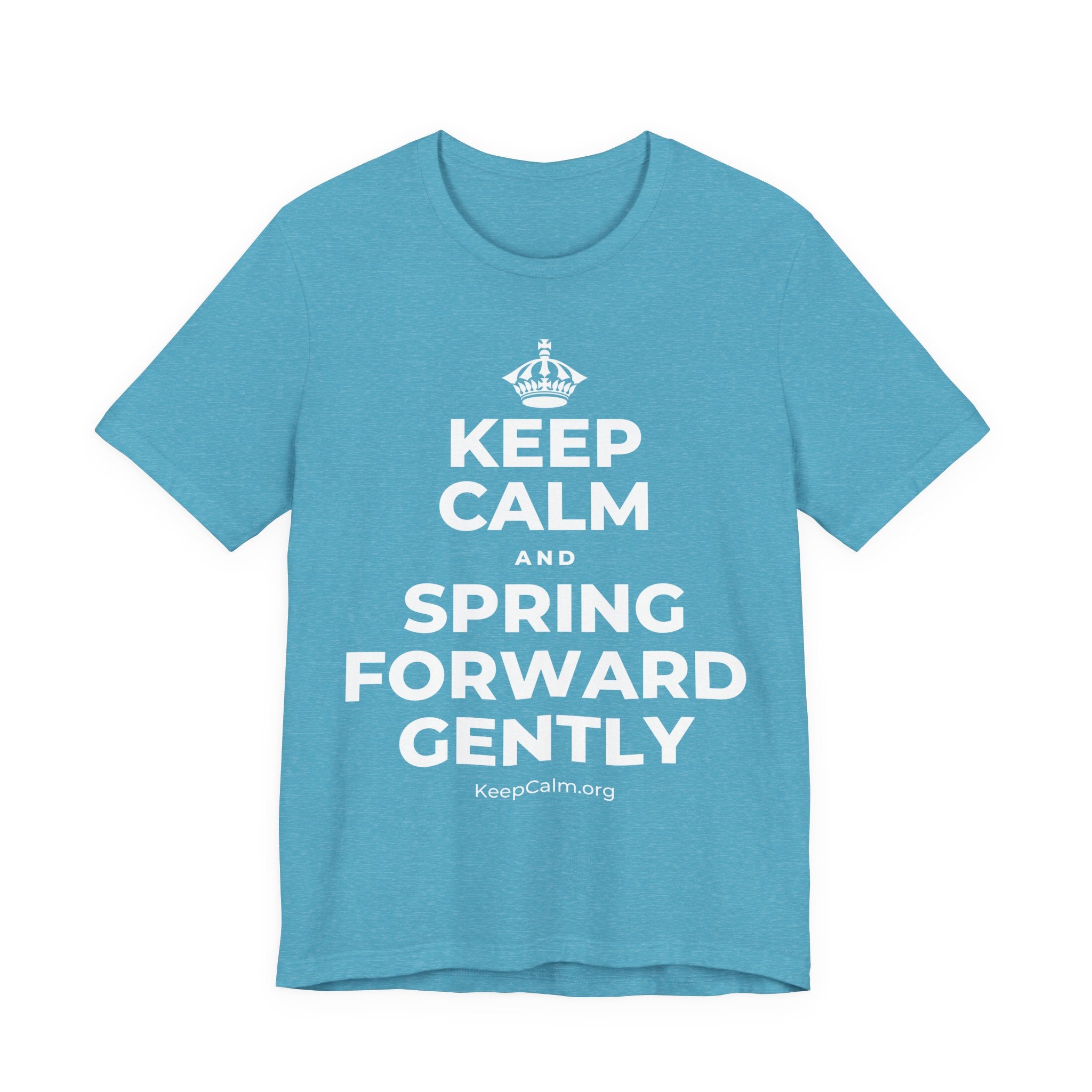 KEEP CALM AND SPRING FORWARD GENTLY T-Shirt (Soft Cream–Heather Mauve)
