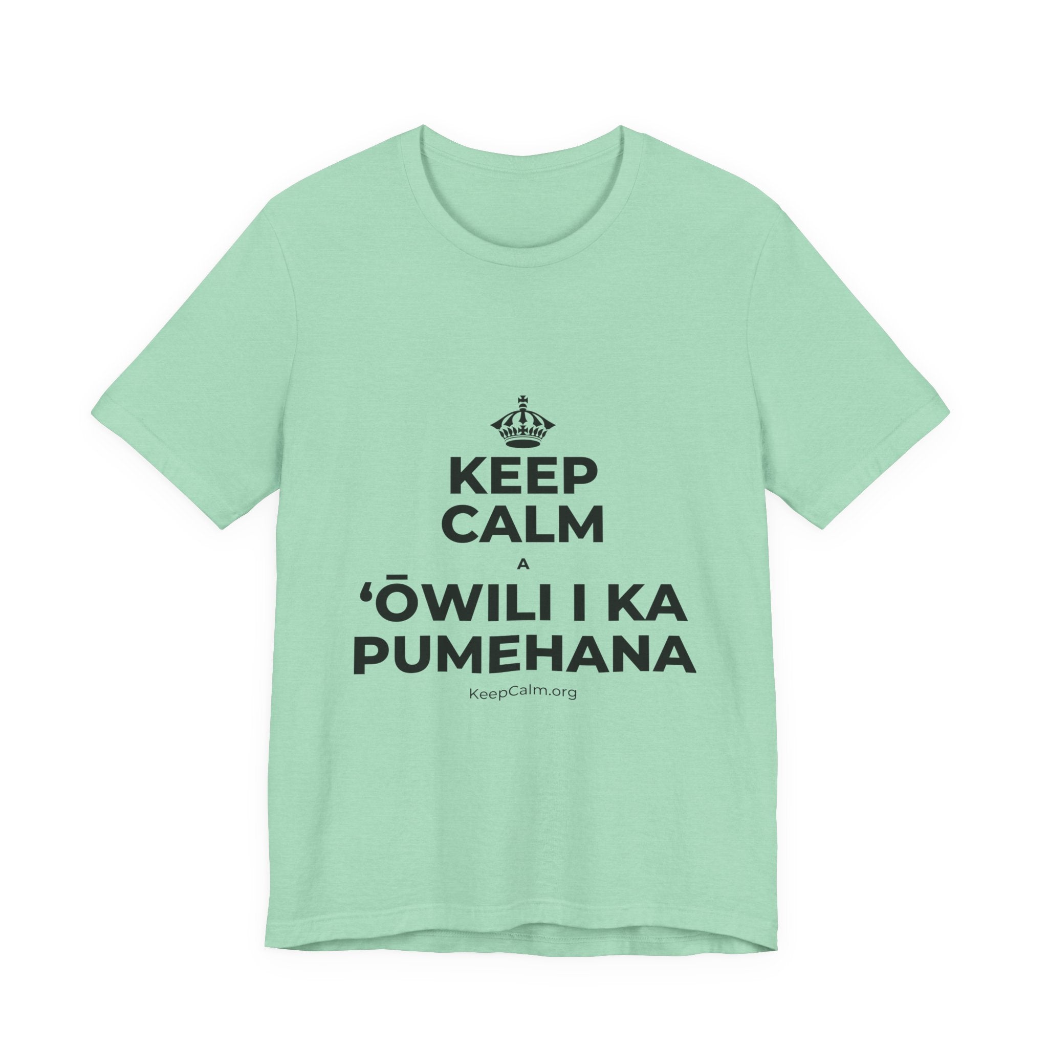 KEEP CALM A ʻŌWILI I KA PUMEHANA T-Shirt (Baby Blue–Silver)