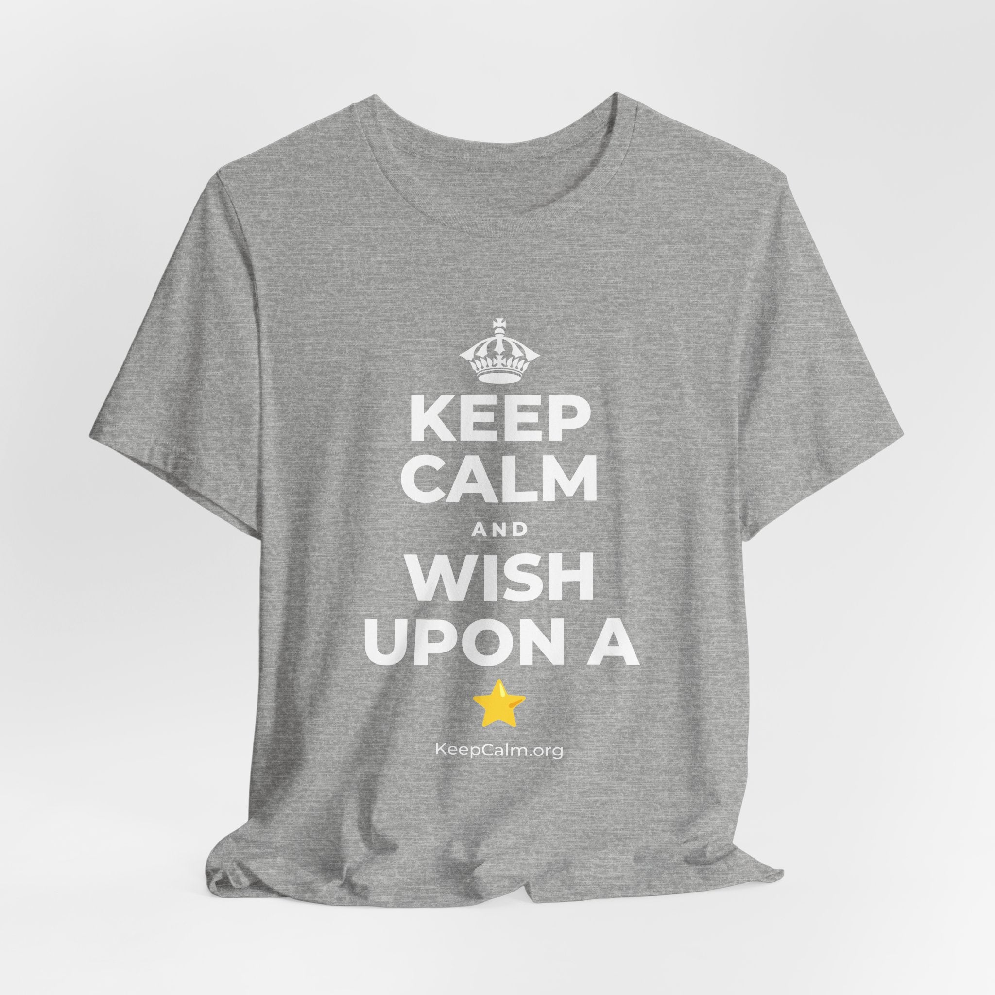 KEEP CALM AND WISH UPON A ⭐ T-Shirt (White–Asphalt)