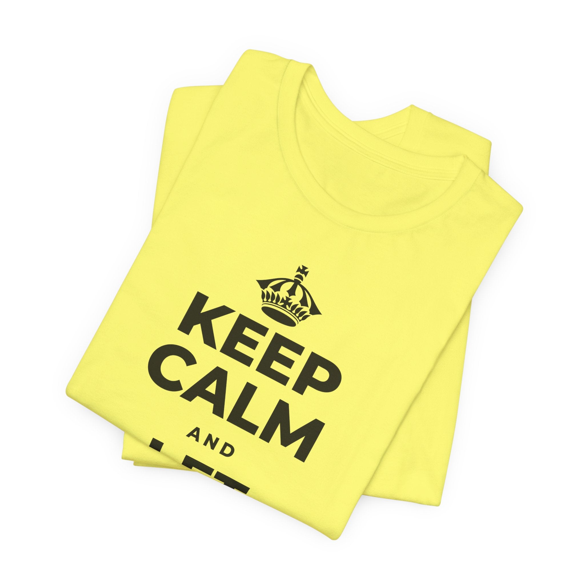KEEP CALM AND LET PEOPLE IN T-Shirt (Soft Cream–Heather Mauve)