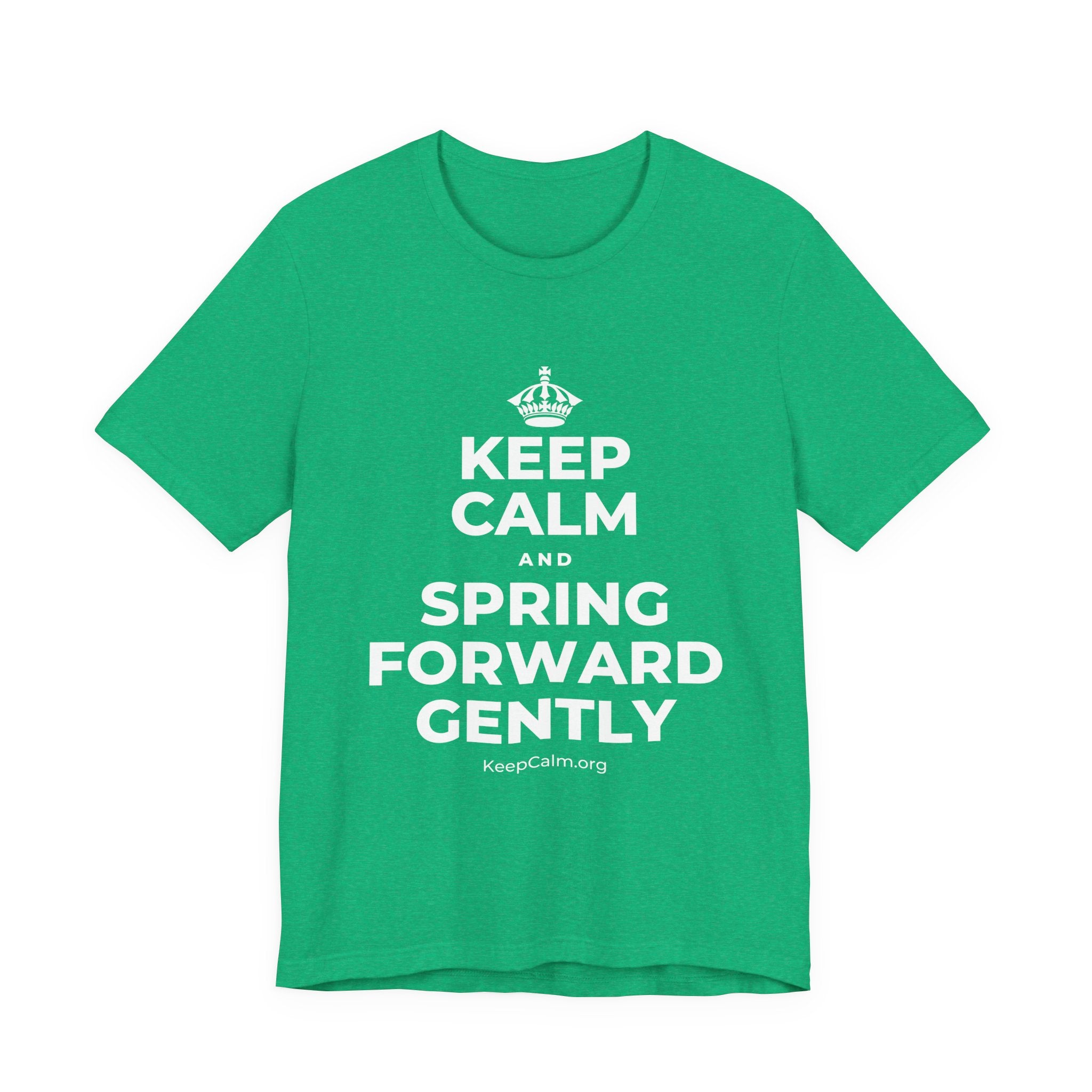 KEEP CALM AND SPRING FORWARD GENTLY T-Shirt (Baby Blue–Silver)
