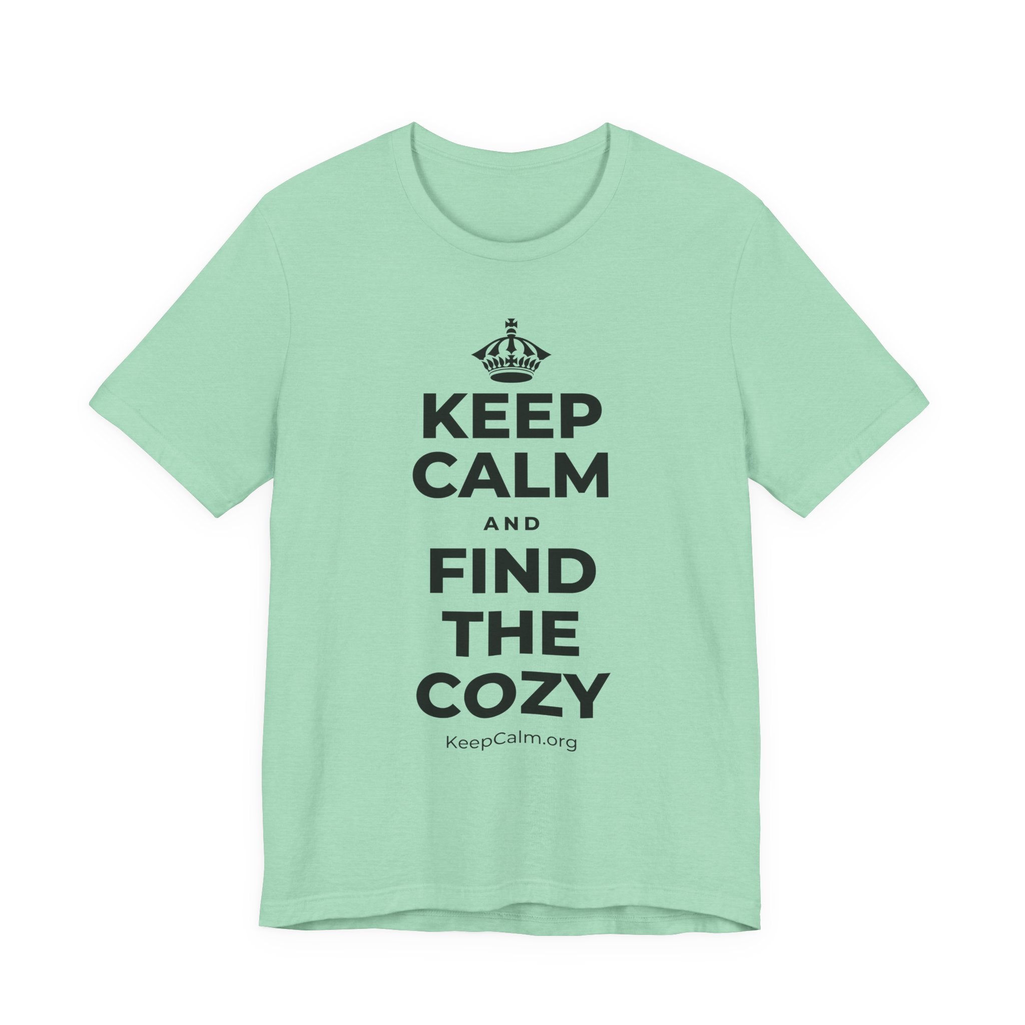 KEEP CALM AND FIND THE COZY T-Shirt (Baby Blue–Silver)