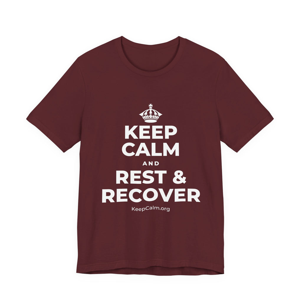 KEEP CALM AND REST & RECOVER T-Shirt (Baby Blue–Silver)