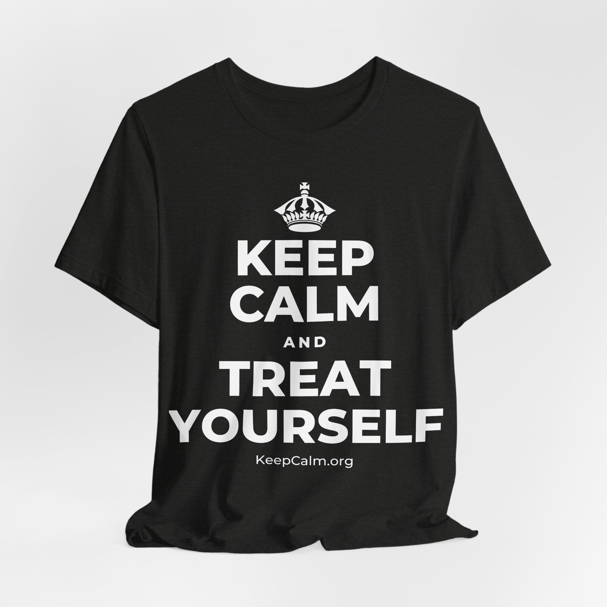KEEP CALM AND TREAT YOURSELF T-Shirt (Soft Cream–Heather Mauve)