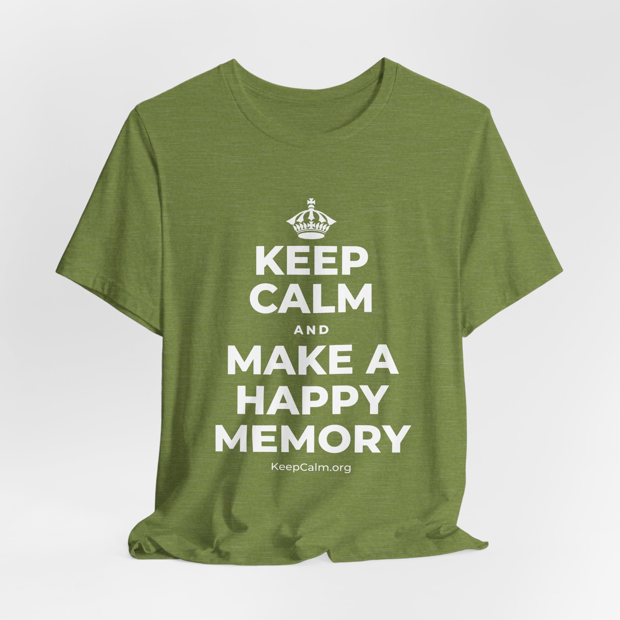 KEEP CALM AND MAKE A HAPPY MEMORY T-Shirt (Baby Blue–Silver)