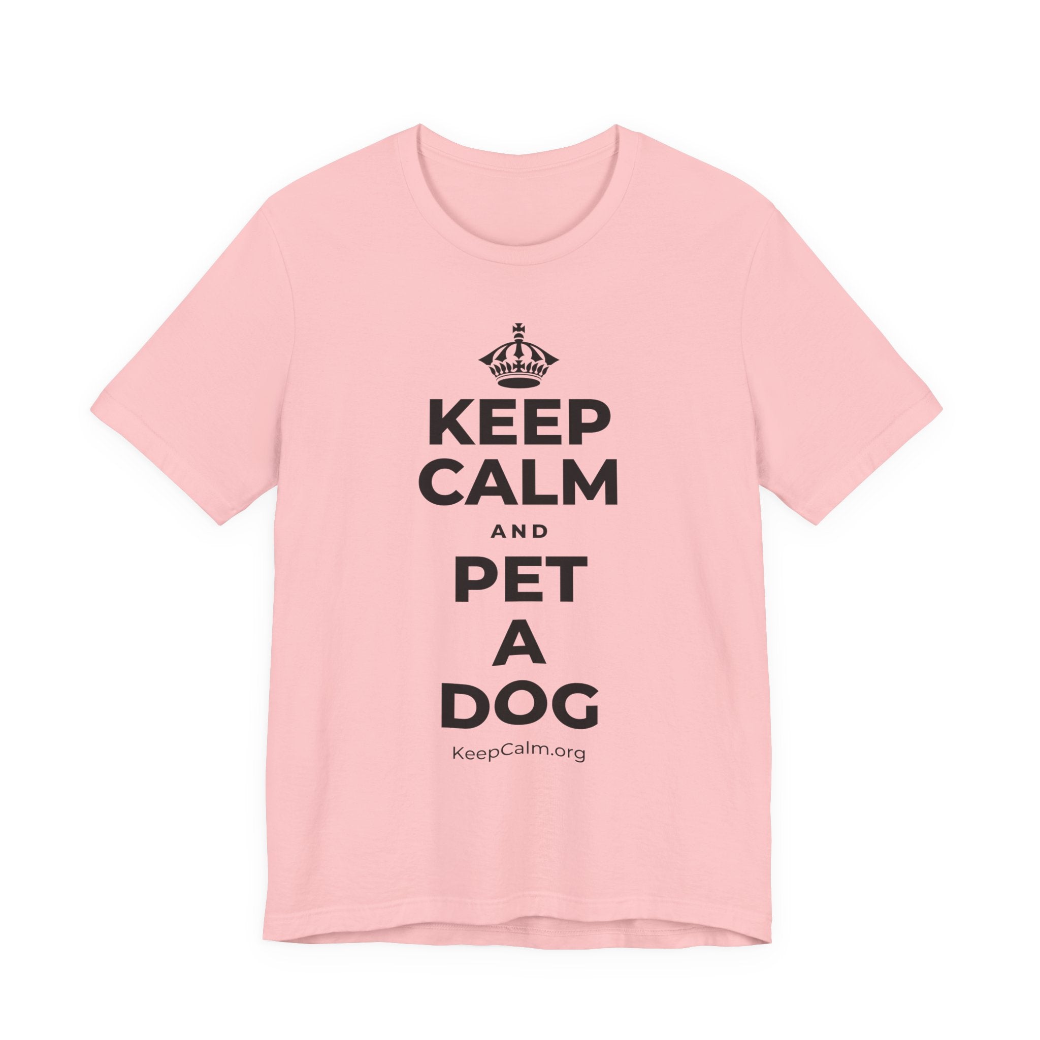 KEEP CALM AND PET A DOG T-Shirt (White–Asphalt)