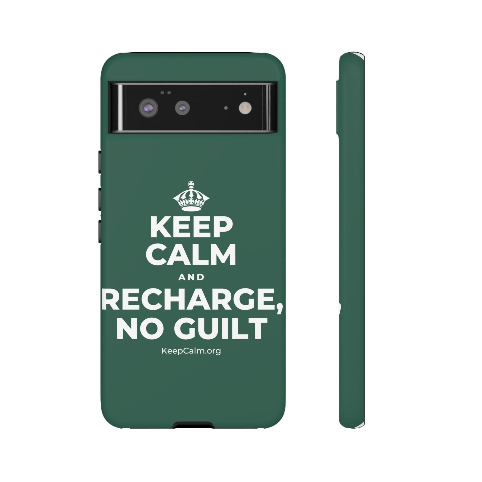 KEEP CALM AND RECHARGE, NO GUILT Phone Case