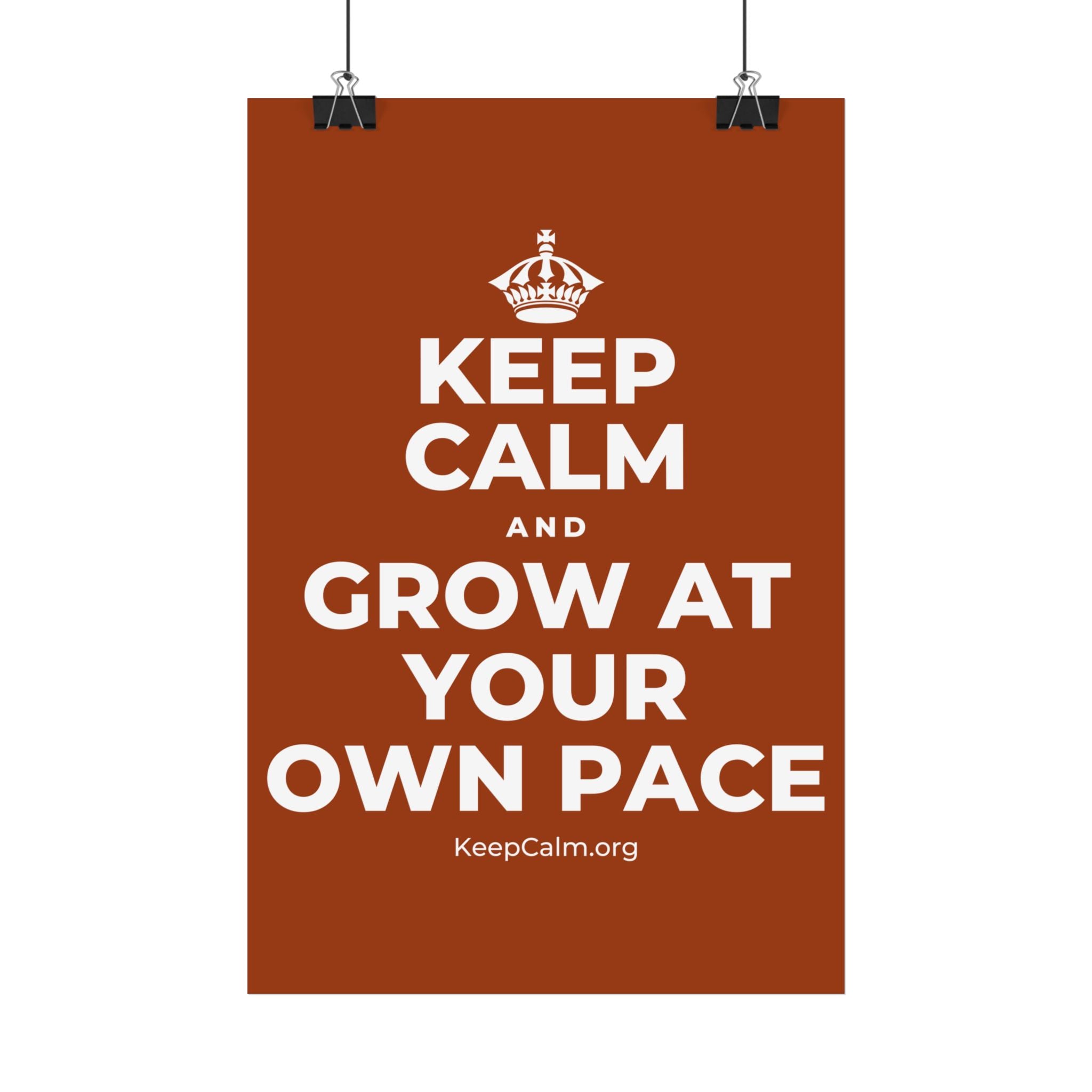 KEEP CALM AND GROW AT YOUR OWN PACE Satin Poster