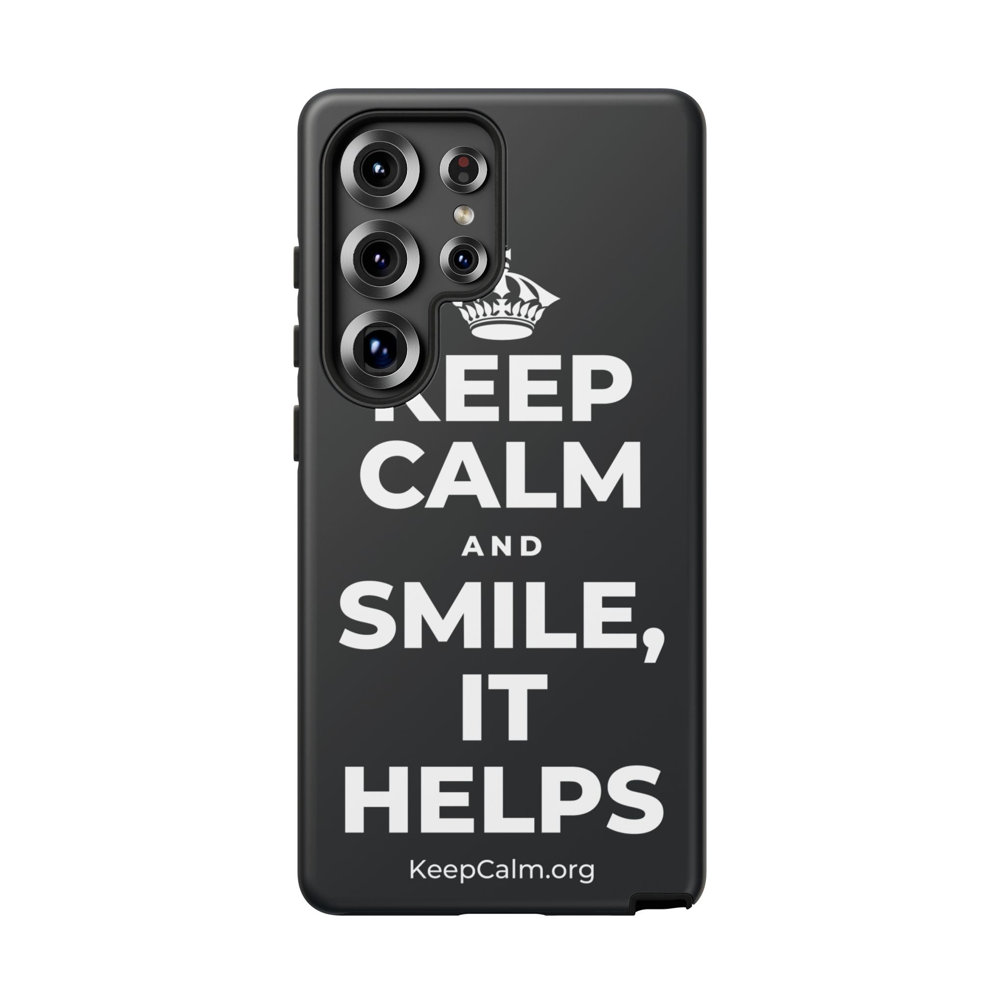 KEEP CALM AND SMILE, IT HELPS Phone Case (Dark)