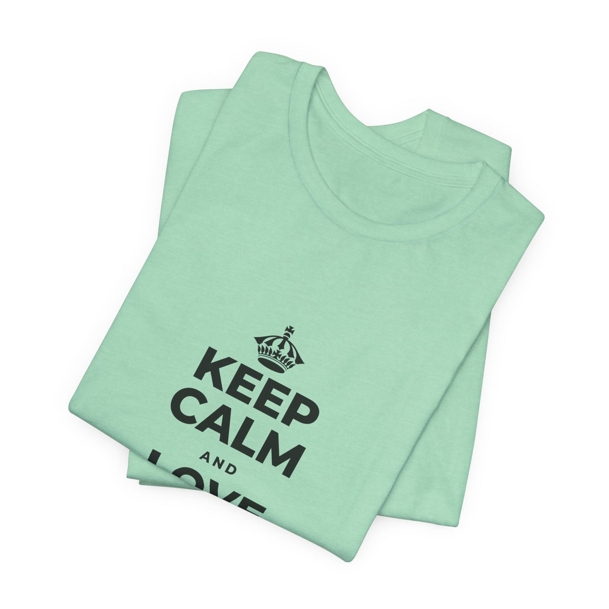 KEEP CALM AND LOVE WITHOUT POSSESSION T-Shirt (Baby Blue–Silver)