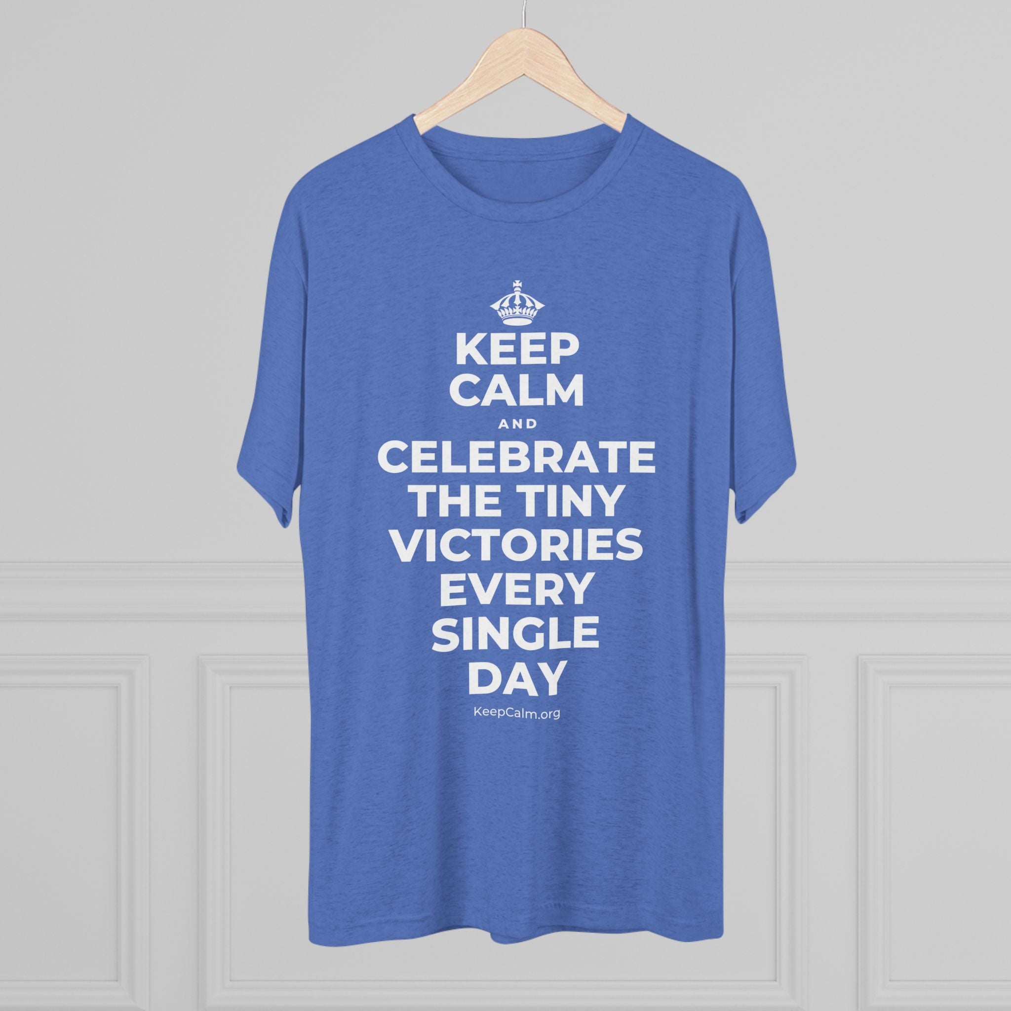 KEEP CALM AND CELEBRATE THE TINY VICTORIES EVERY SINGLE DAY Tri-Blend Tee