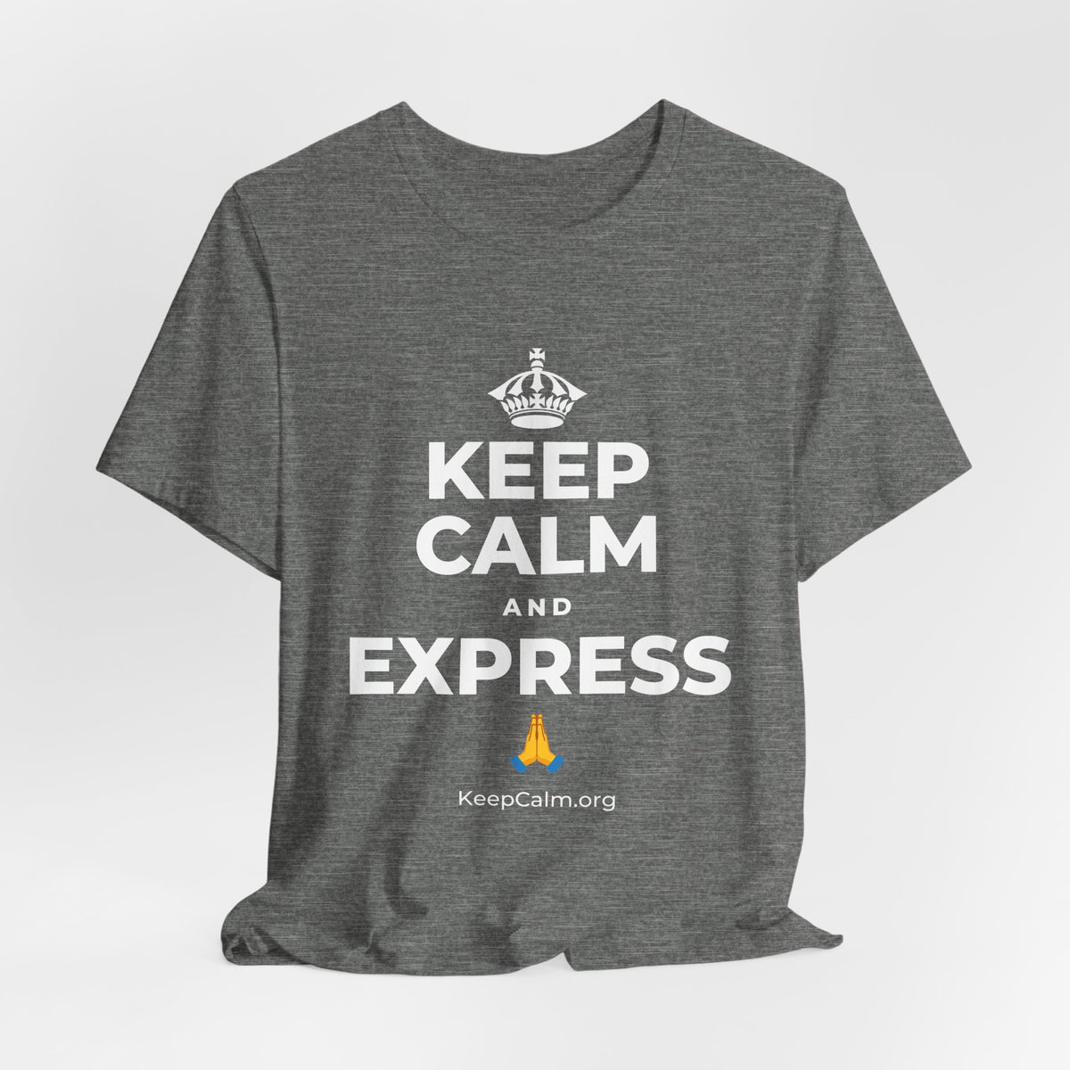 KEEP CALM AND EXPRESS 🙏 T-Shirt (Baby Blue–Silver)