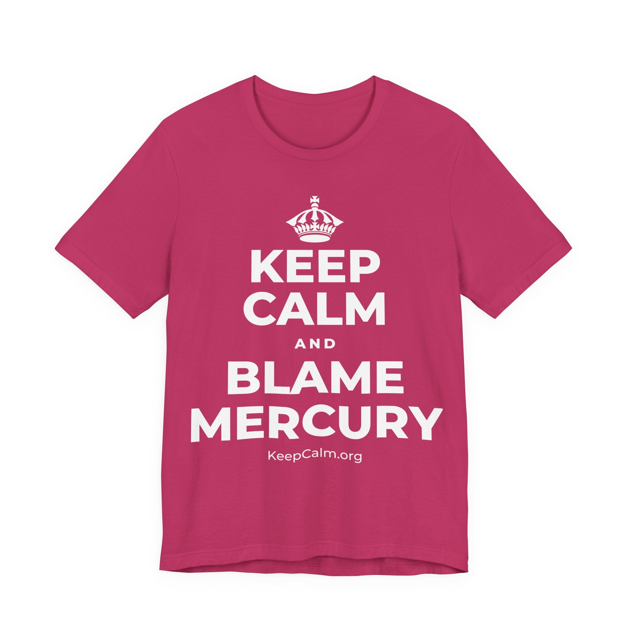 KEEP CALM AND BLAME MERCURY T-Shirt (Baby Blue–Silver)
