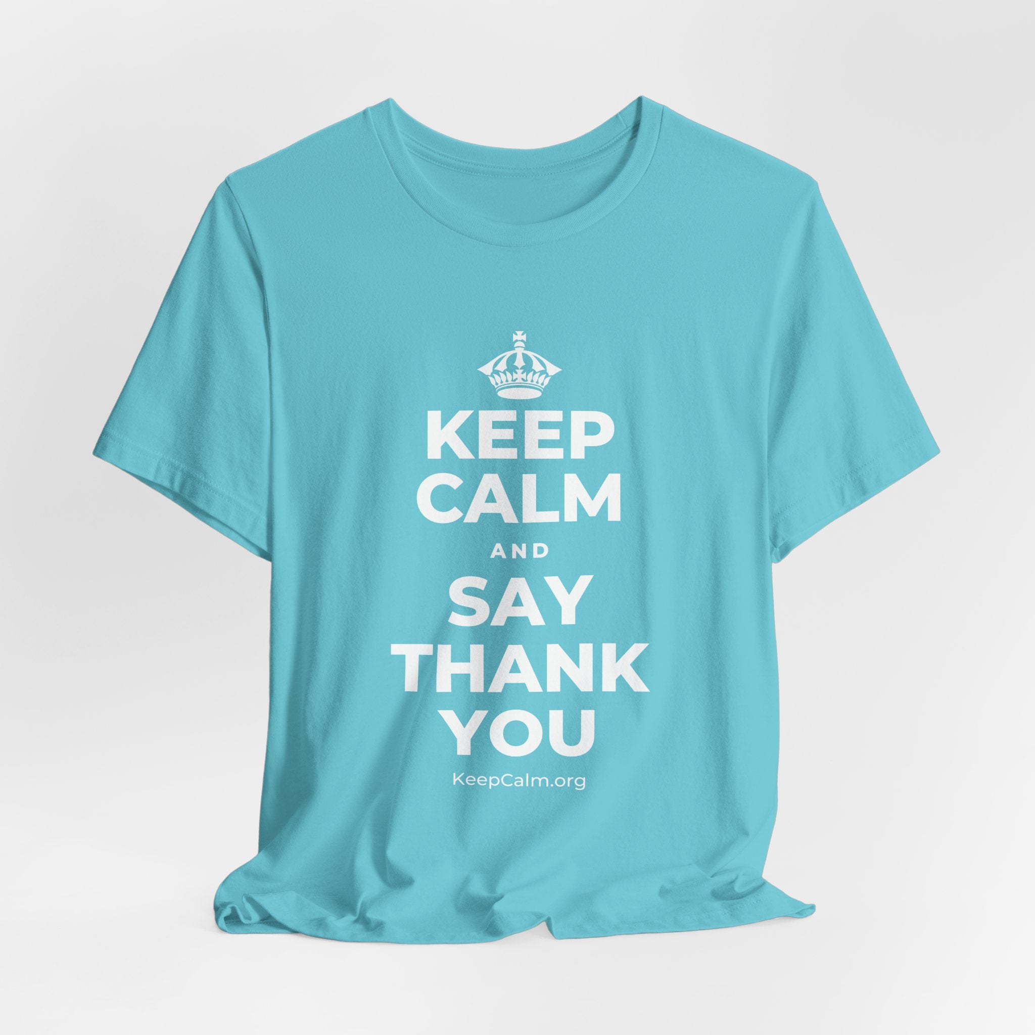 KEEP CALM AND SAY THANK YOU T-Shirt (Soft Cream–Heather Mauve)